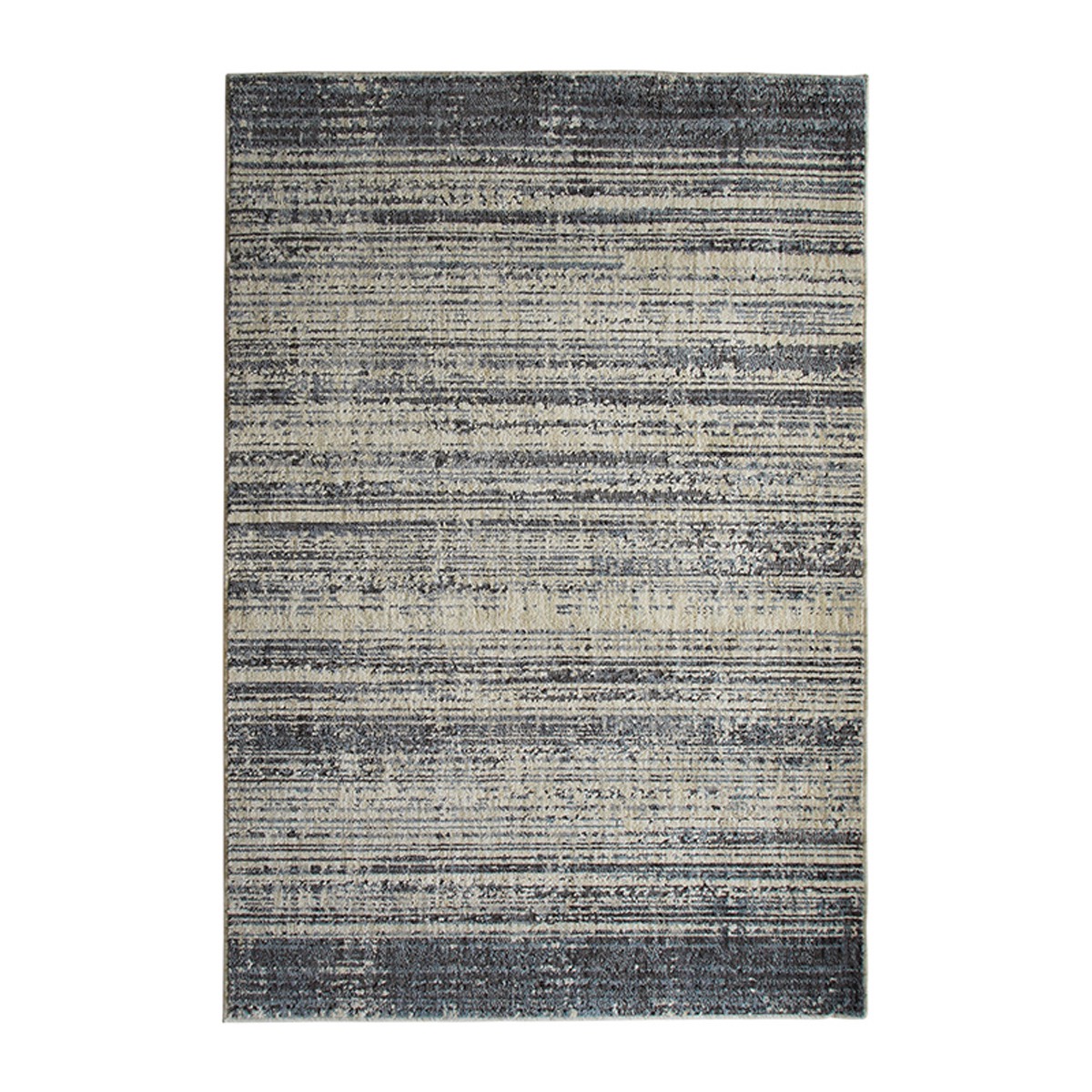 Tapis recyclé motif lignes gris noir 120X170