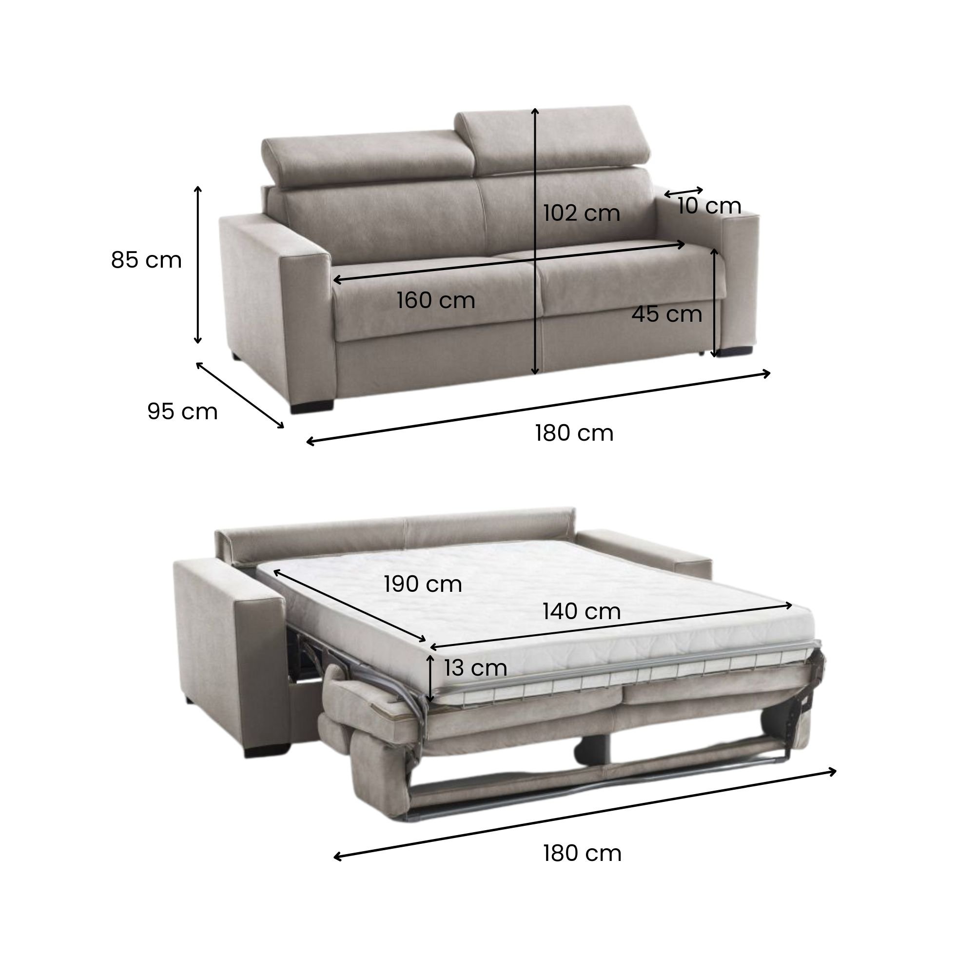 aieie - Canapé relax convertible beige - Vue supplémentaire 2