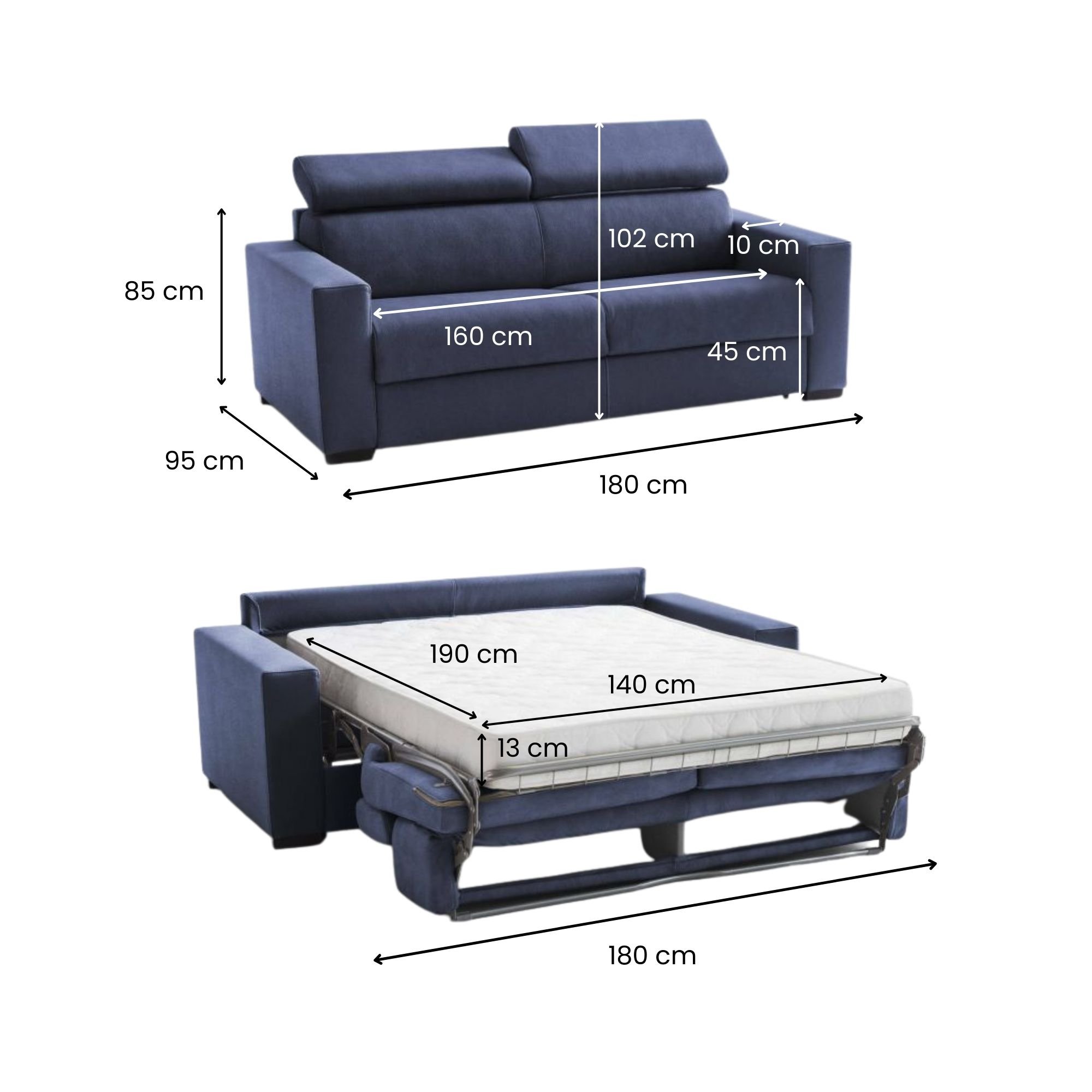 aieie - Canapé relax convertible Bleu - Vue supplémentaire 2