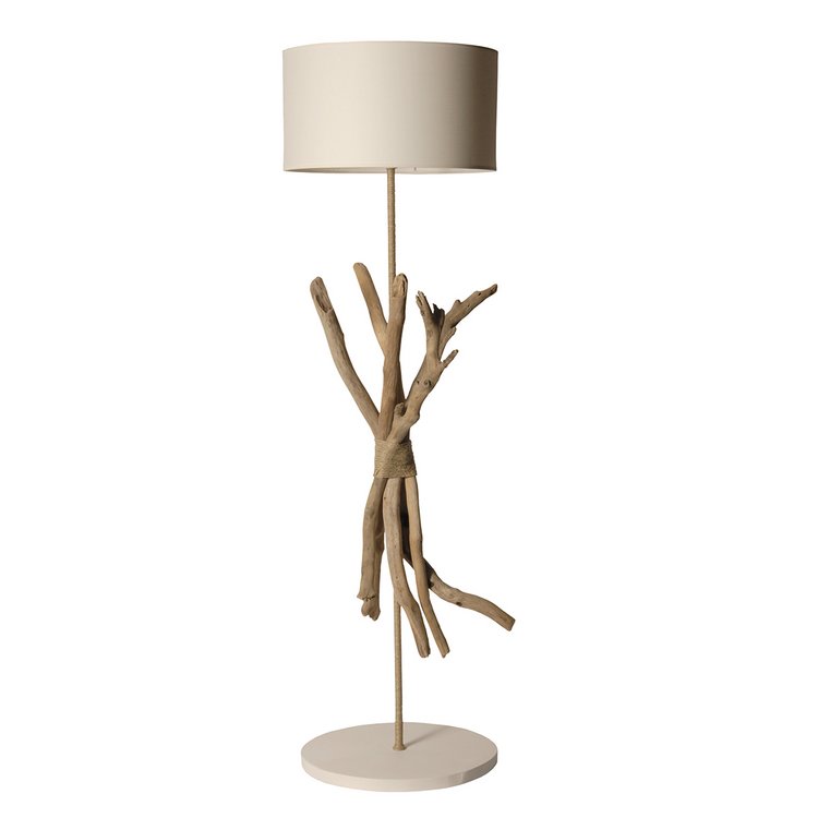 Lampadaire en bois blanc cassé