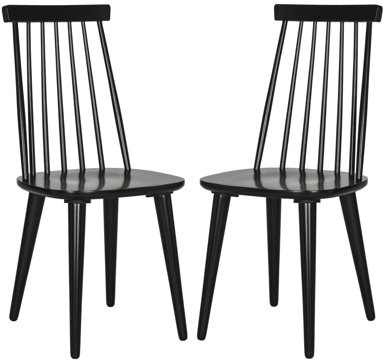 lot de 2 bois d'hévéa chaises de salle à manger en noir