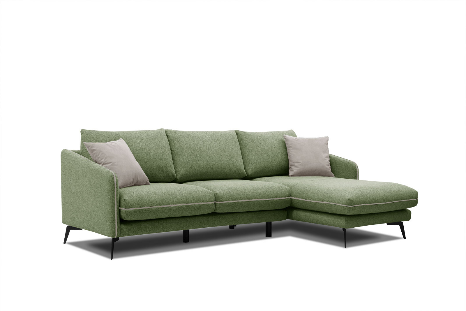 Canapé d'angle 4 places Tissu Contemporain Confort Vert