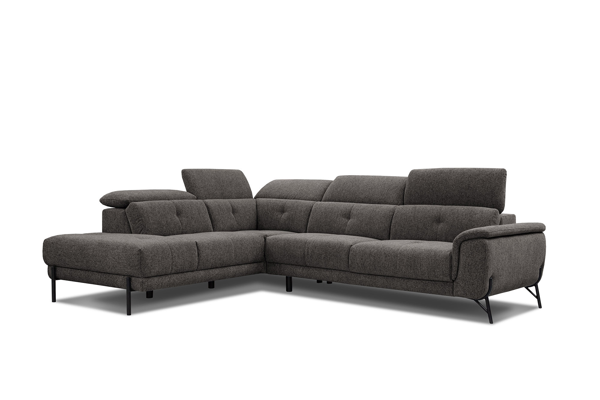 Canapé d'angle 5 places Noir Tissu Moderne Confort