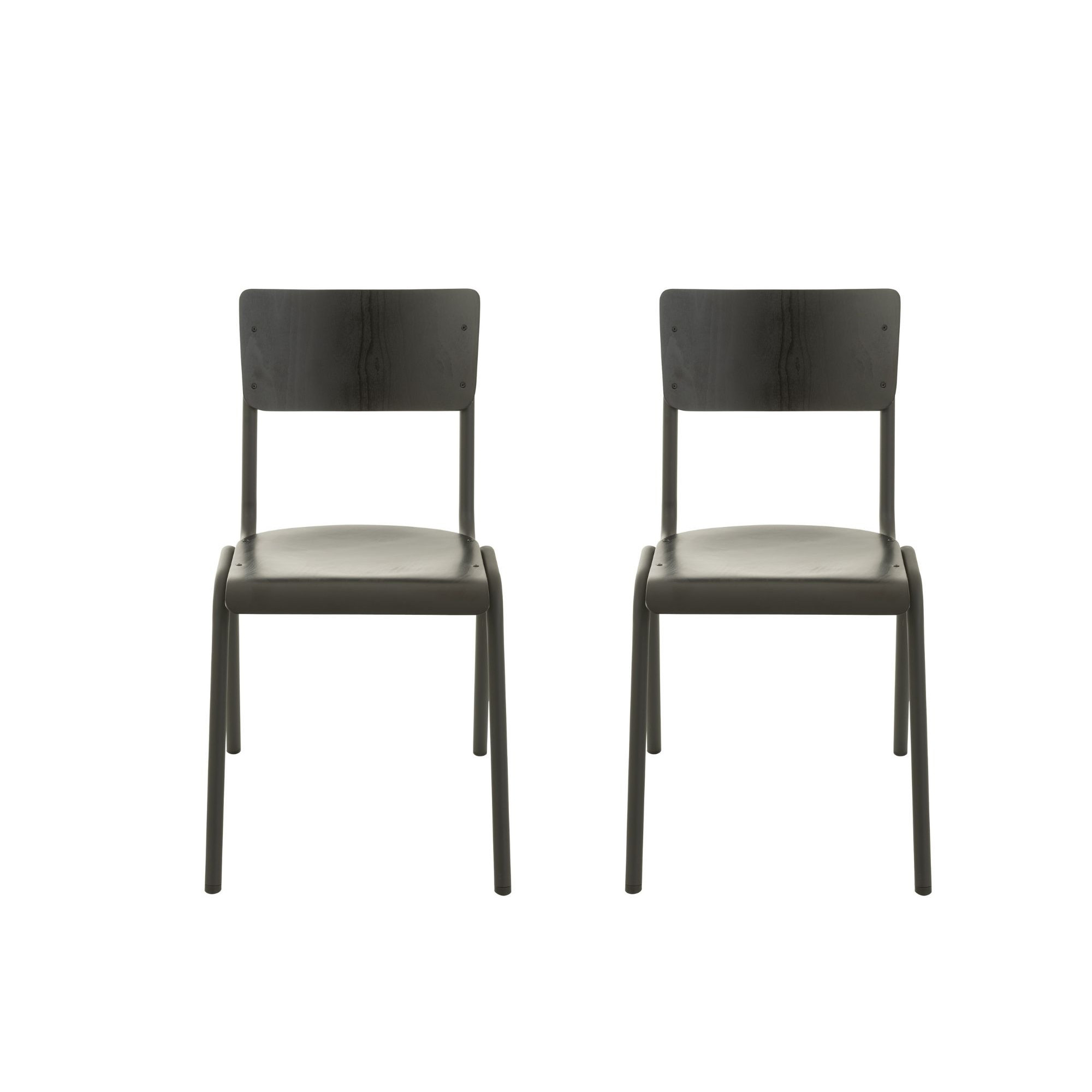 Lot de 2 chaise en bois et métal noir