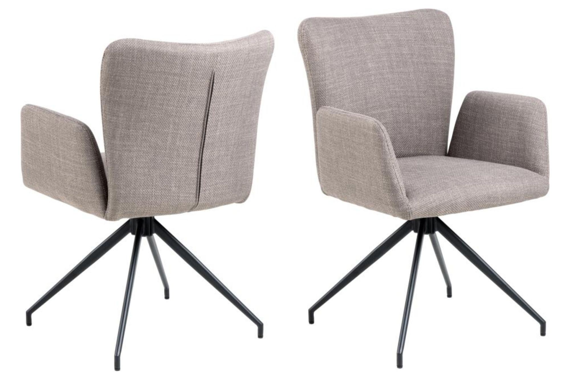 Lot de 2 fauteuil de salle à manger pivotant à accoudoirs en tissu