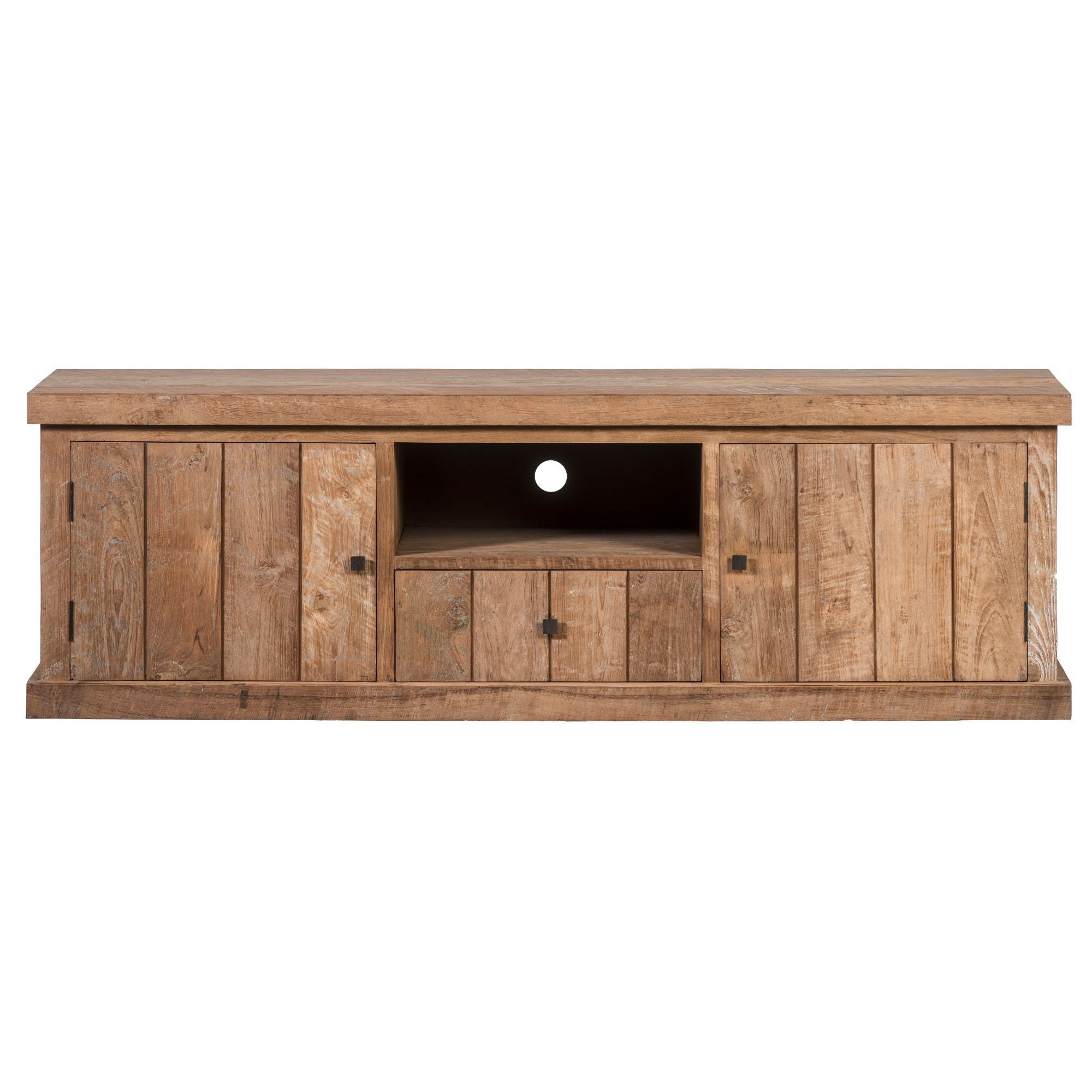 Meuble TV en bois recyclé 2 portes 1 tiroirs 1 niche