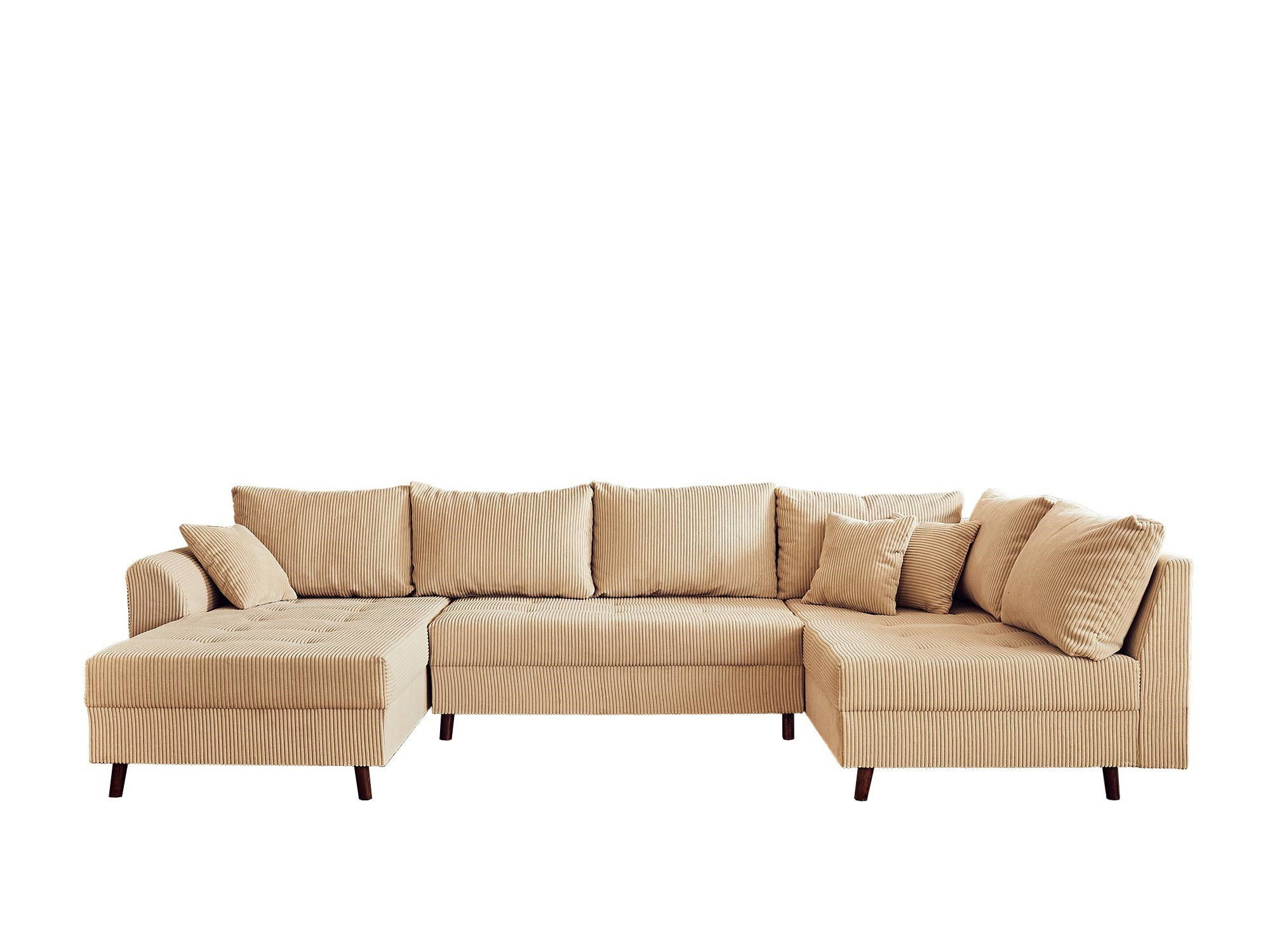 Canapé d'angle 7 places Beige Velours Design Confort Promotion