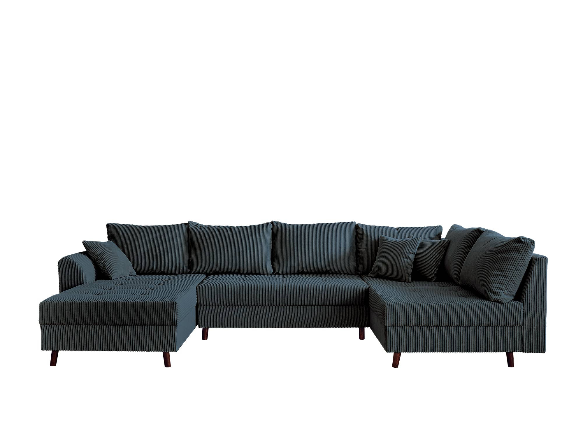 Canapé d'angle 7 places Bleu Velours Design Confort