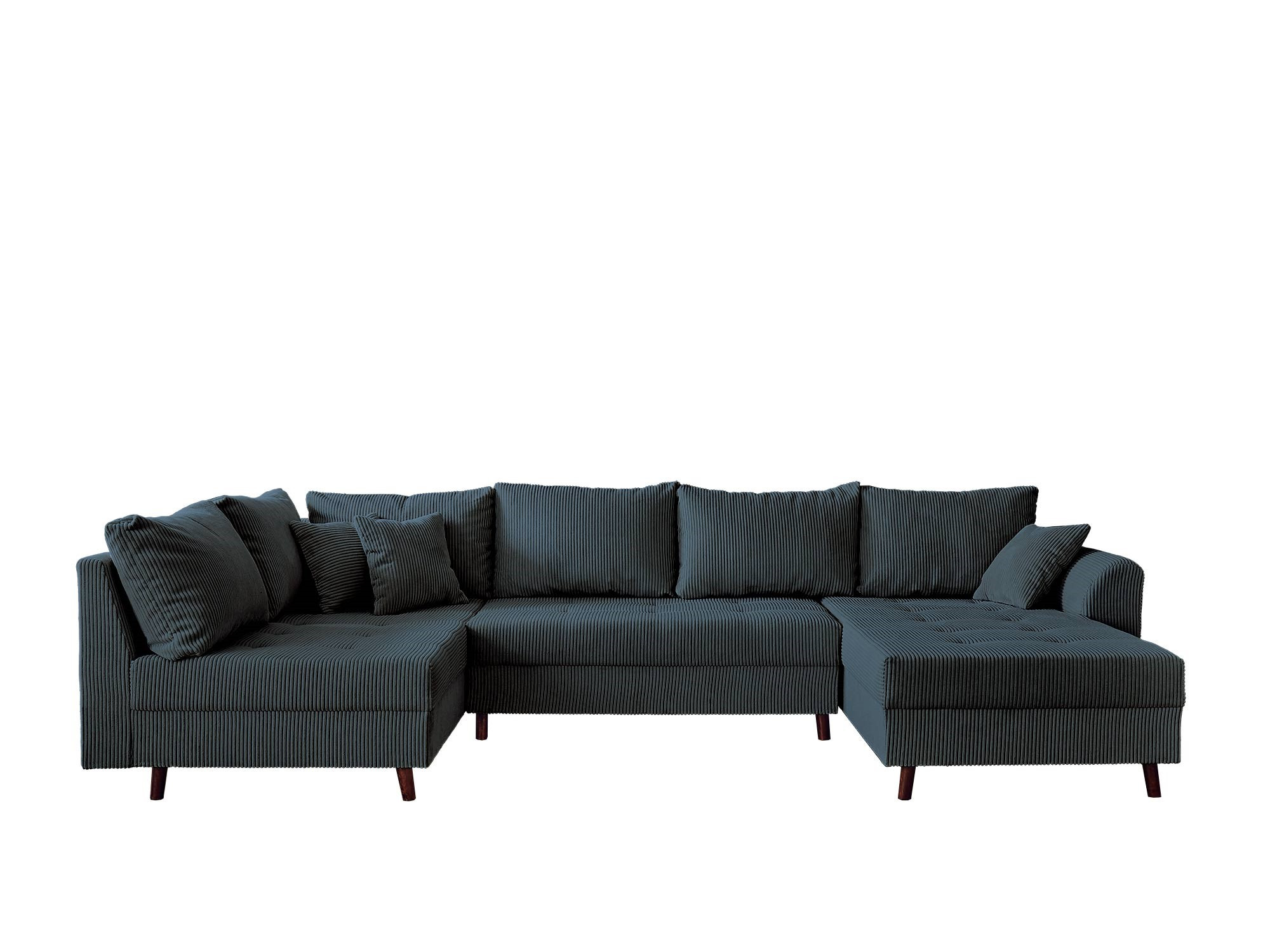 Canapé d'angle 7 places Bleu Velours Design Confort