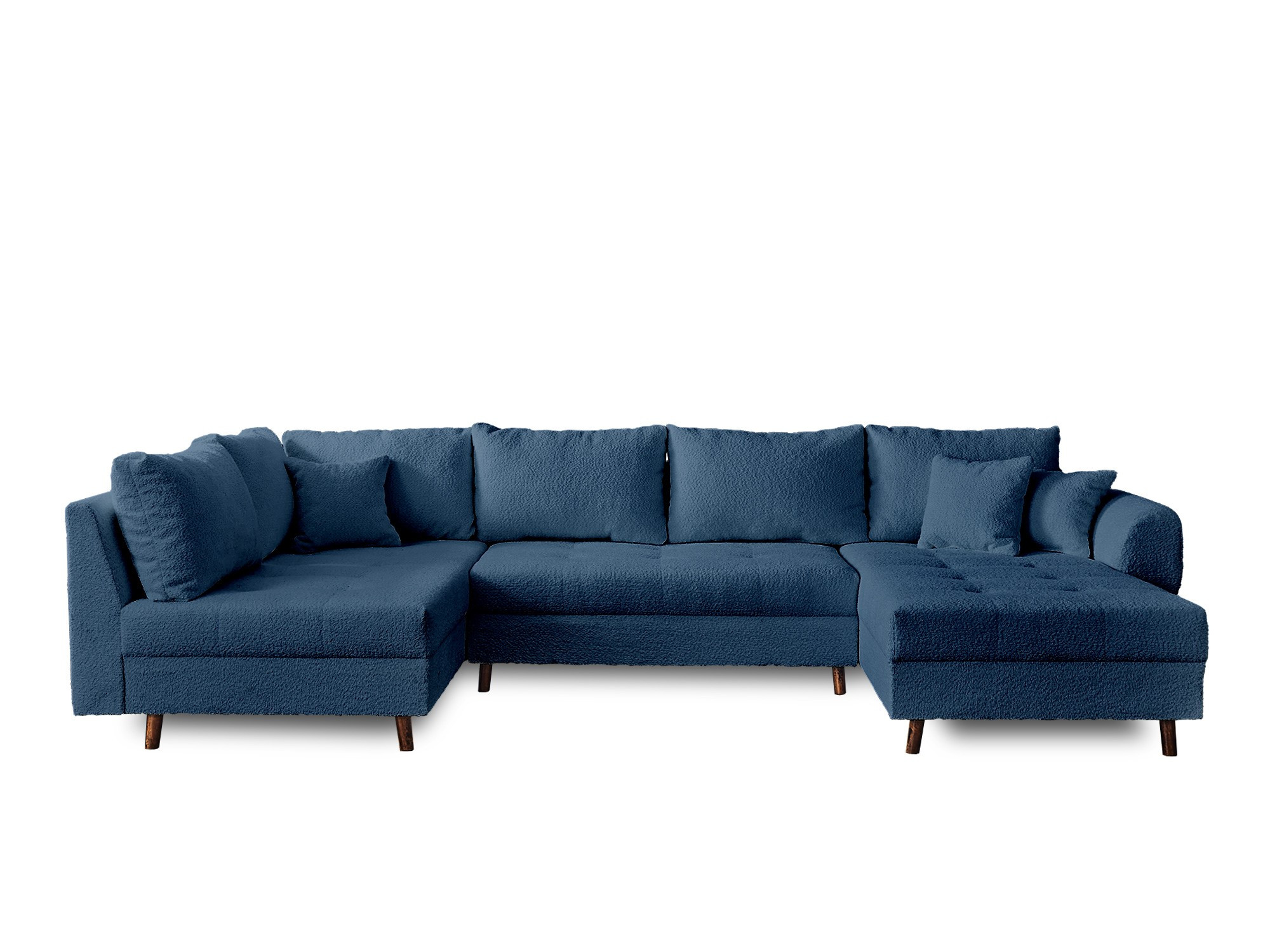 Canapé d'angle 7 places Bleu Tissu Design Confort
