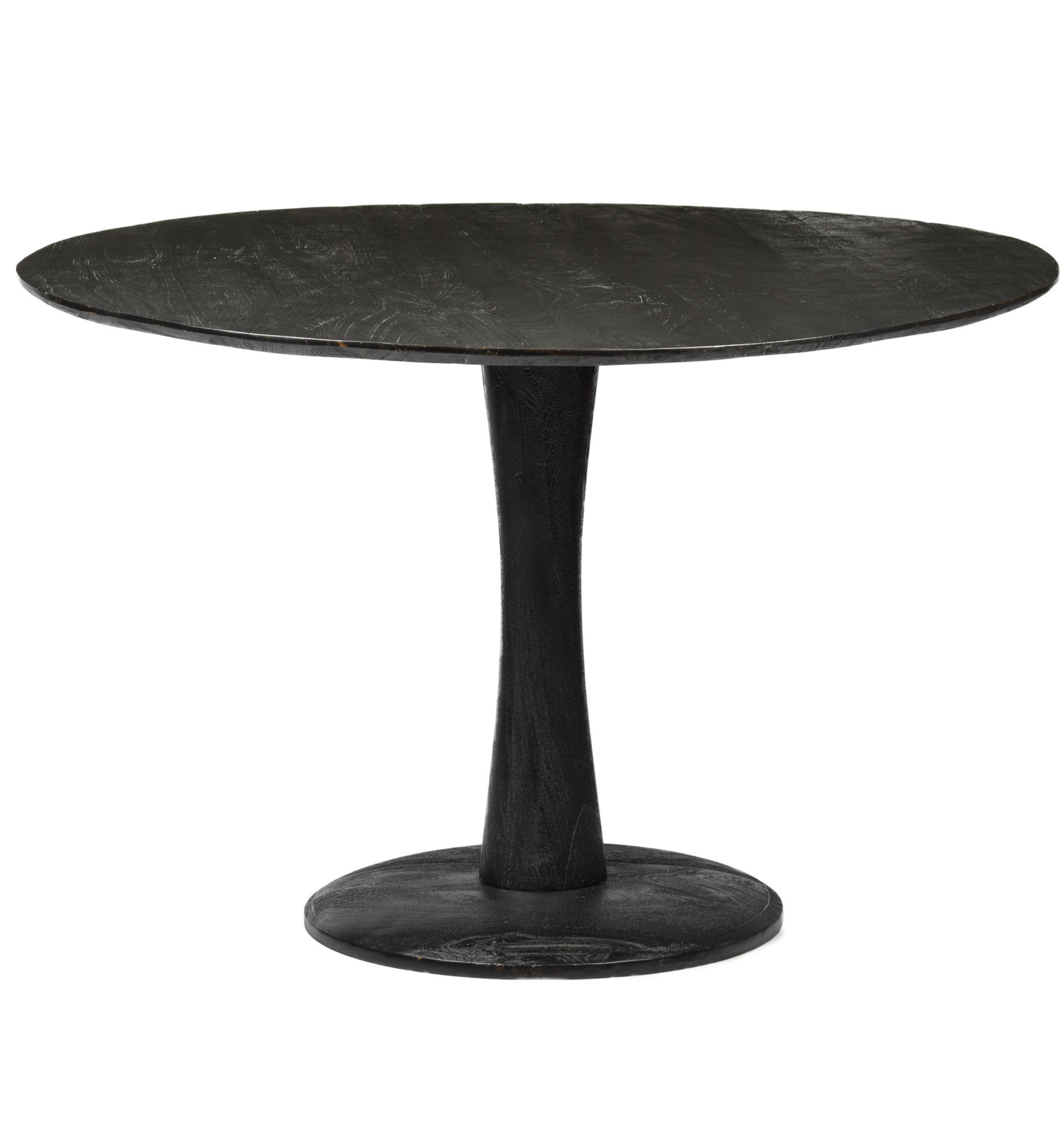 Table repas ronde Diam 120 cm en bois de Manguier massif noir