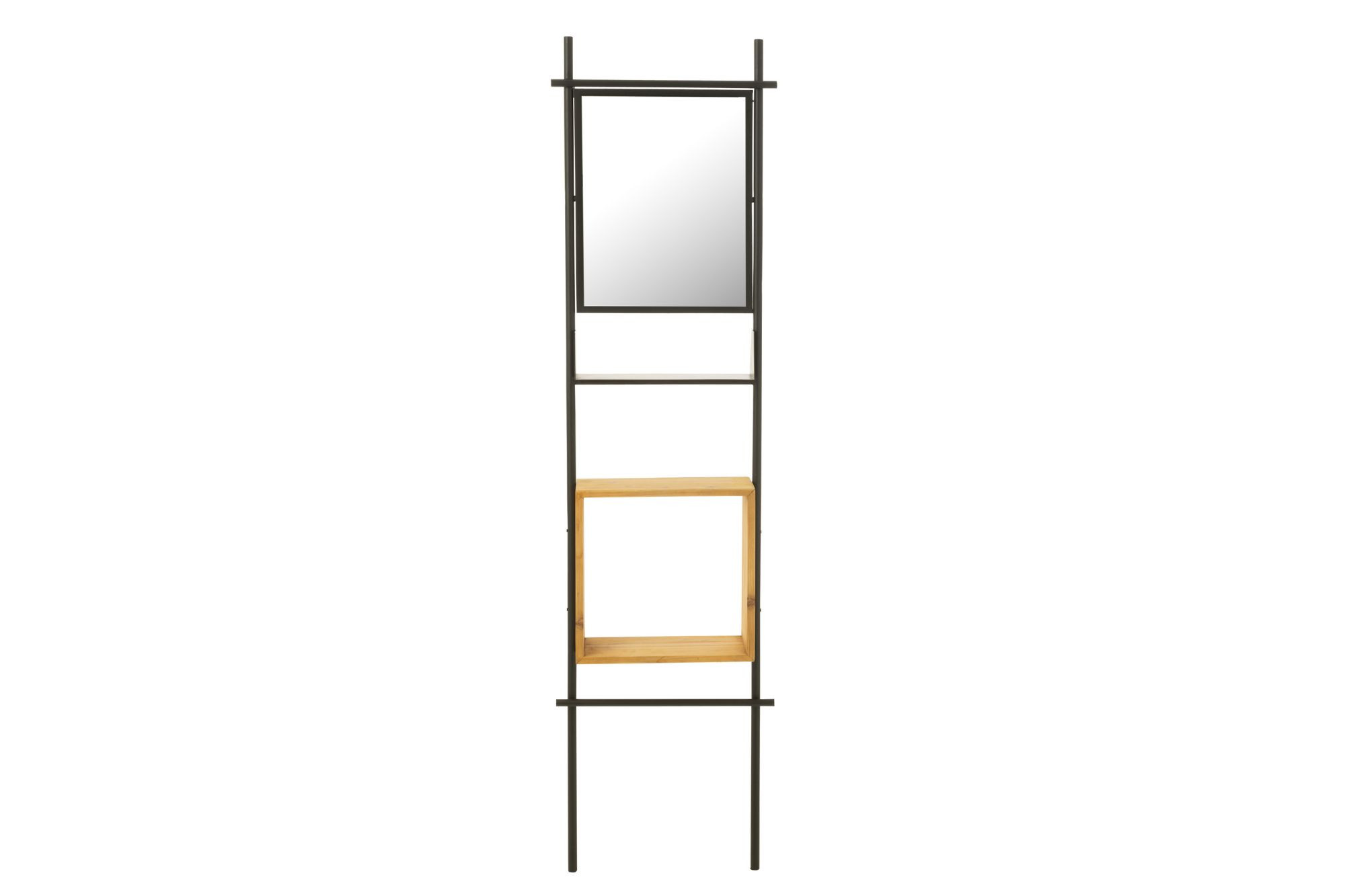 Etagére murale avec miroir en bois et métal