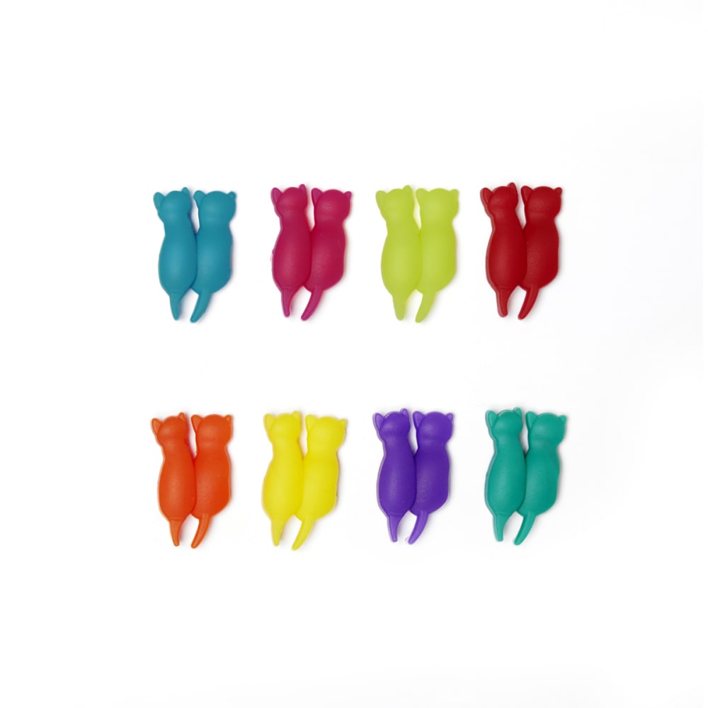 set de 8 marqueurs de verres chats silicone multicolore