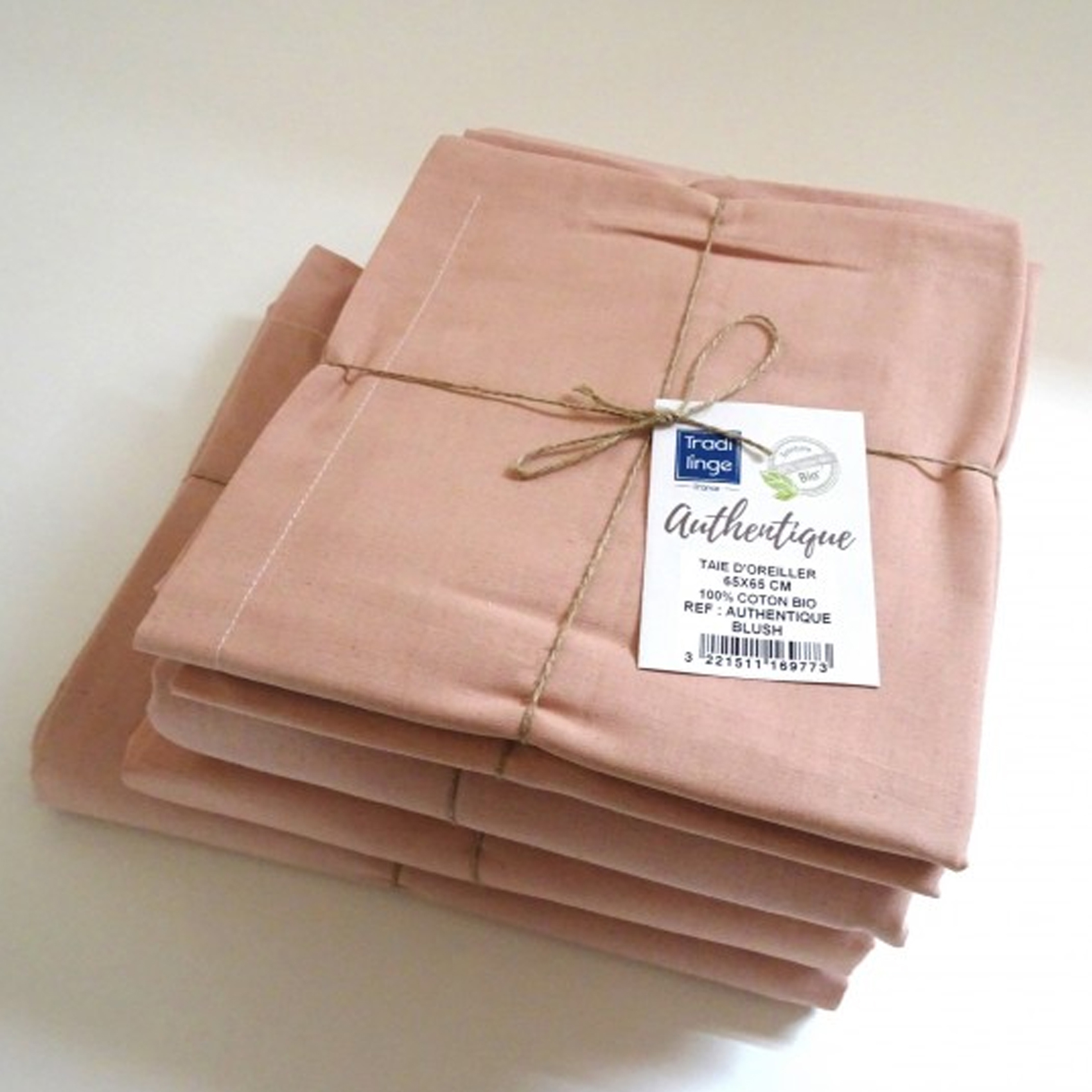 drap plat en 100% coton biologique rose blush 280x300 cm