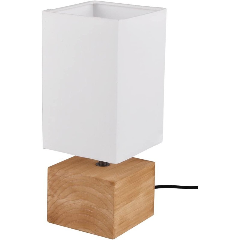 Lampe de table culot E14 bois abat-jour tissu – Trio – Woody PM