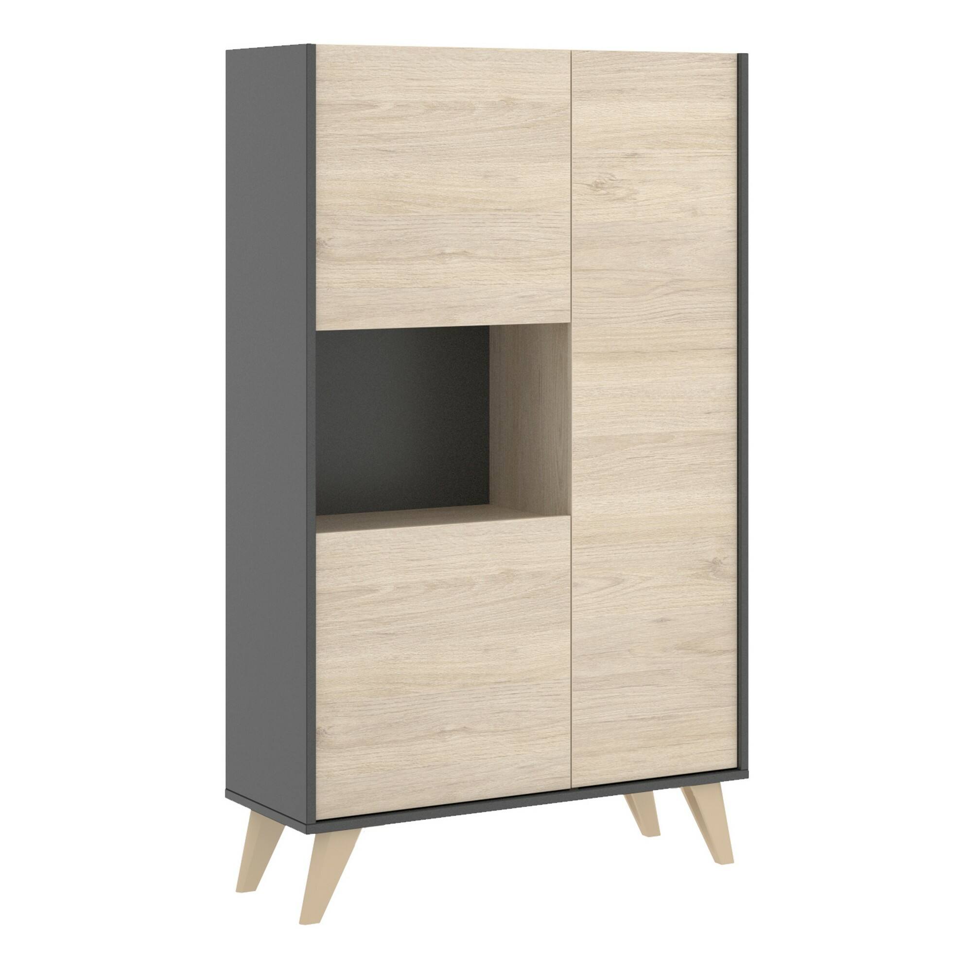 Buffet effet bois beige, anthracite 81×43 cm