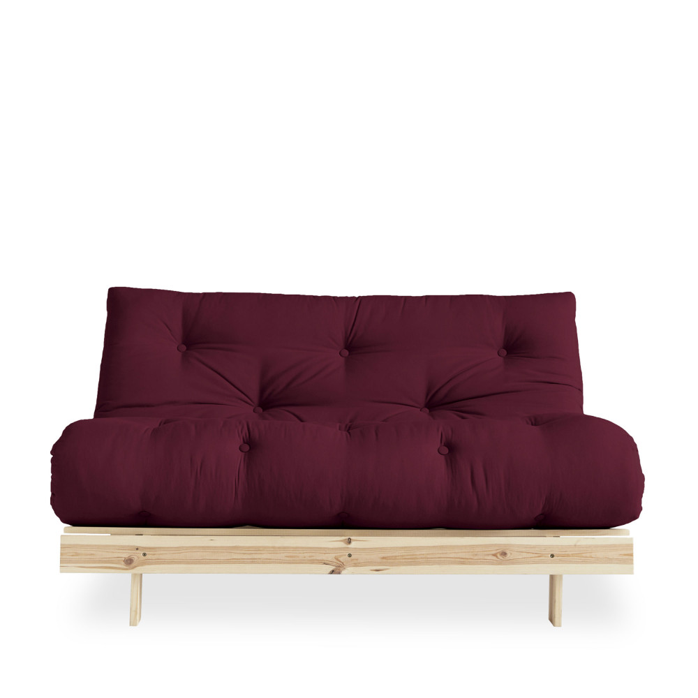 Canapé convertible en bois et tissu 2 places – Bordeaux