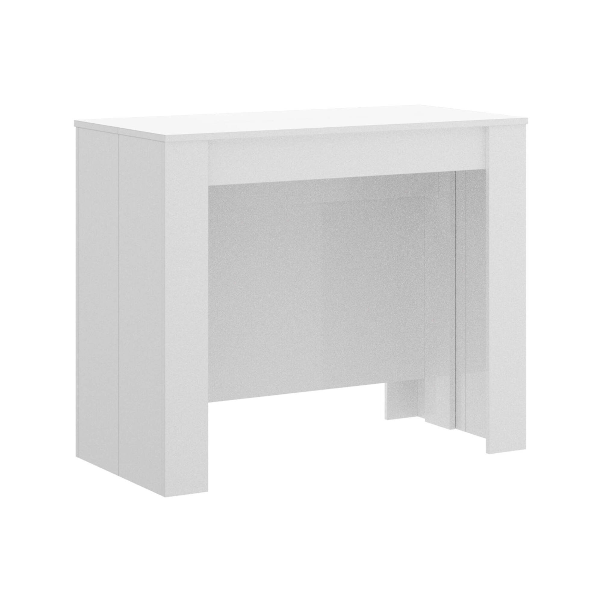 Table console à rallonge effet bois blanc 118×90 cm