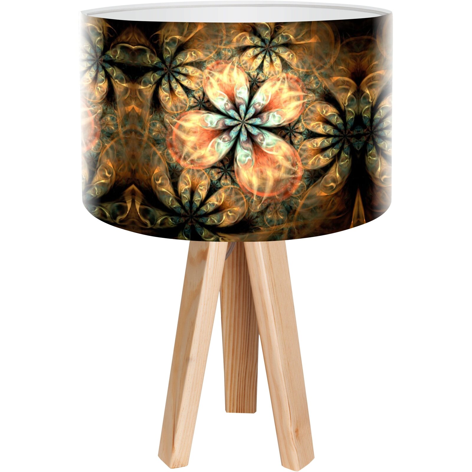 lampe de chevet bois orange 30x30x45 cm