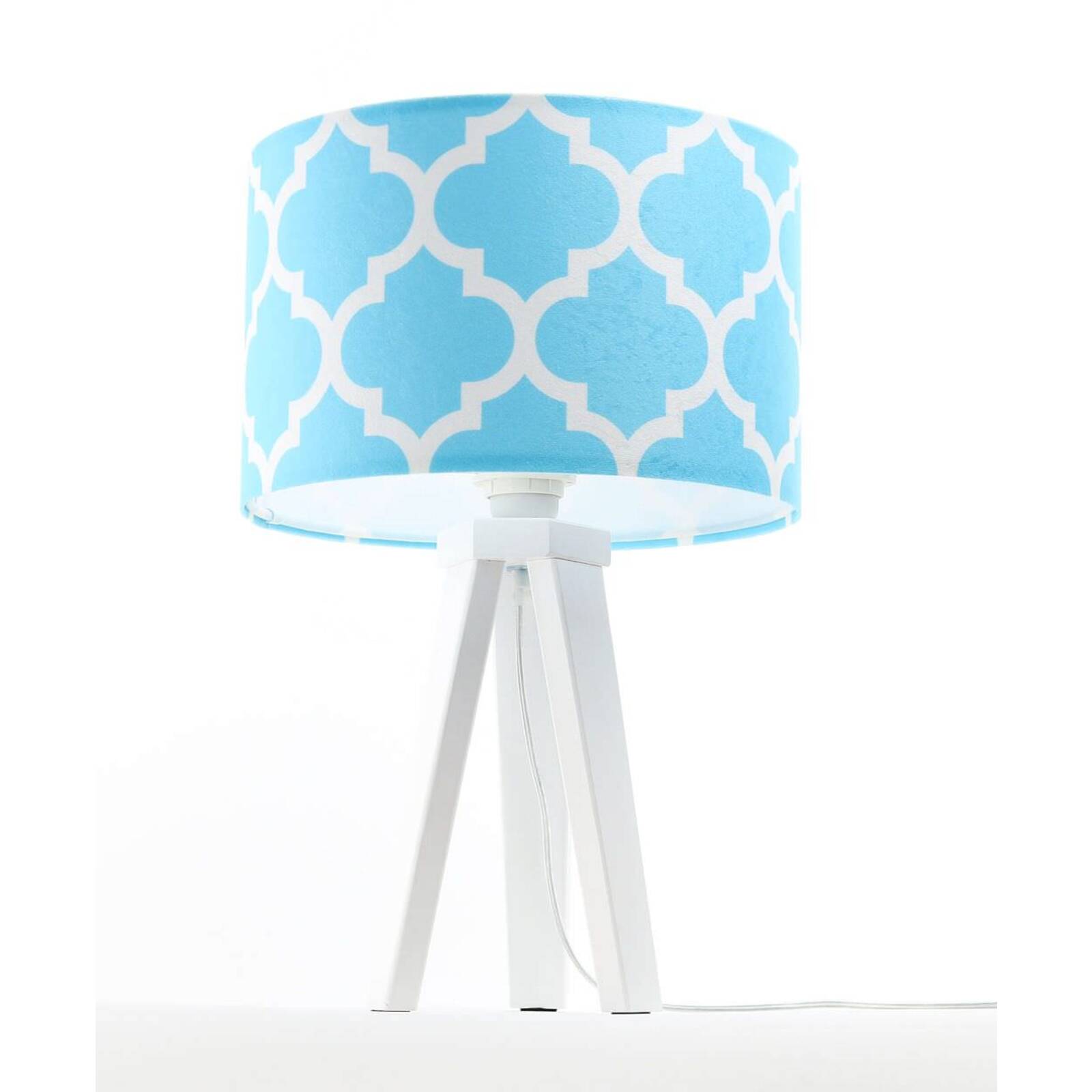 lampe de chevet bois bleu 30x30x46 cm