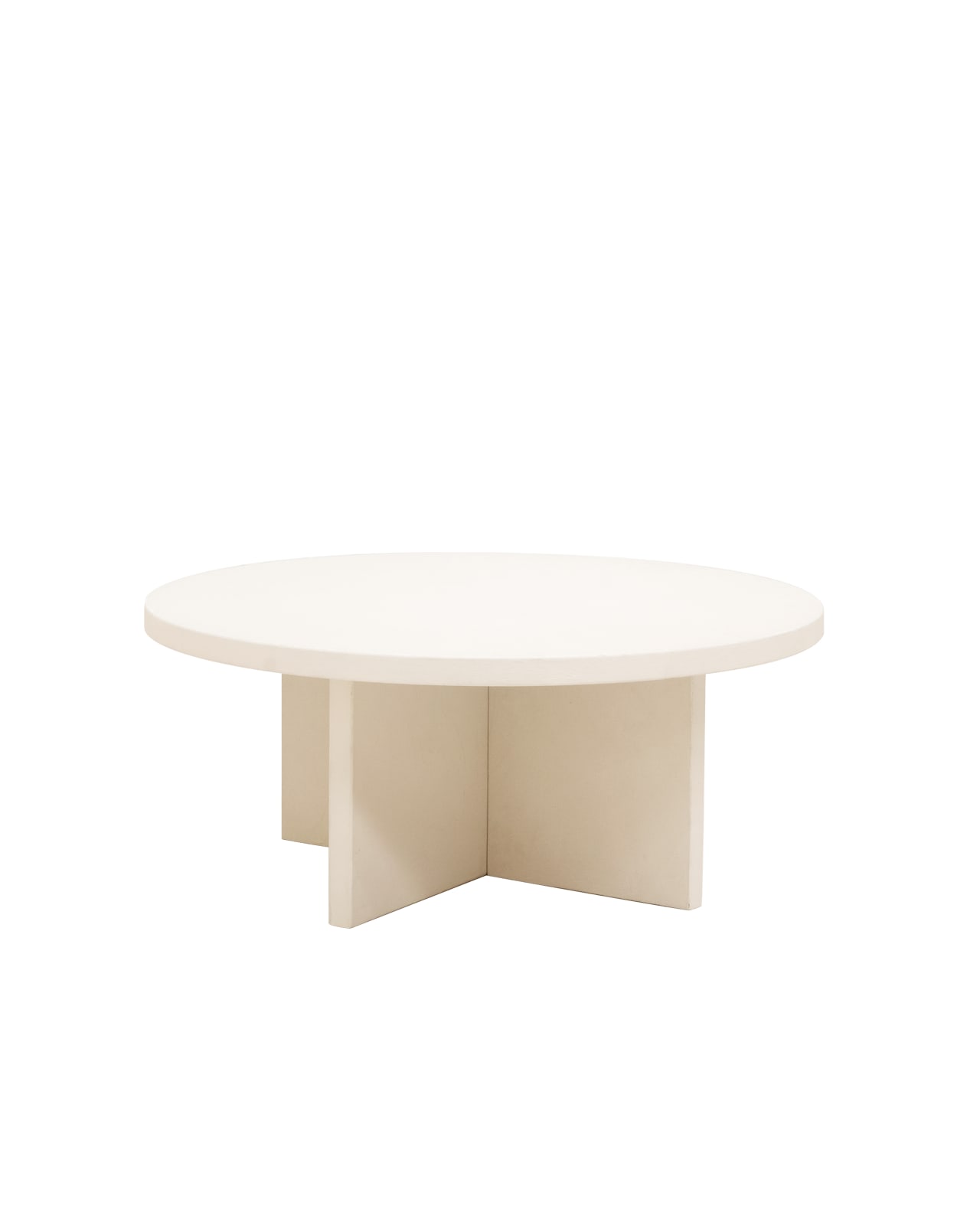 Table basse ronde en microciment blanc cassé de Ø80x33cm