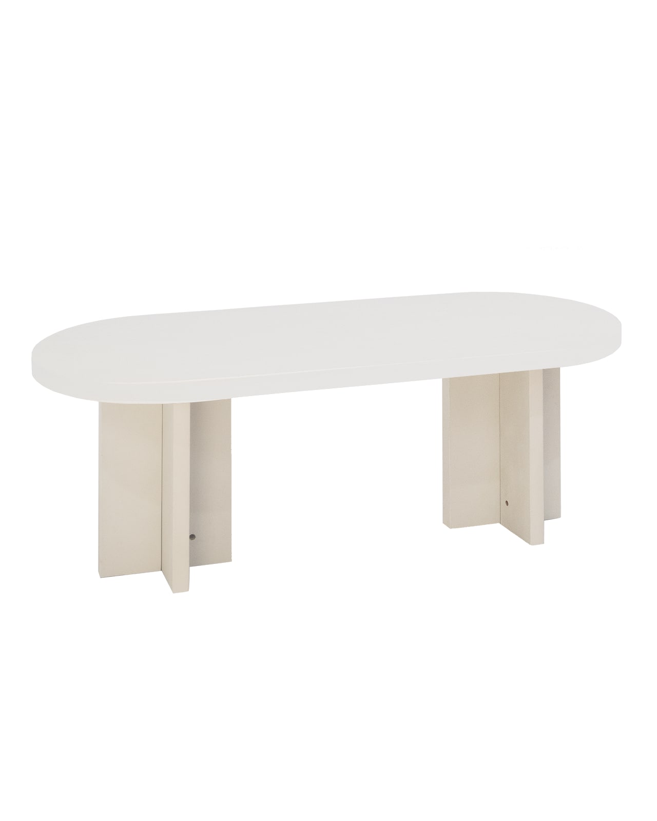 Table basse en microciment blanc cassé de 120x40cm