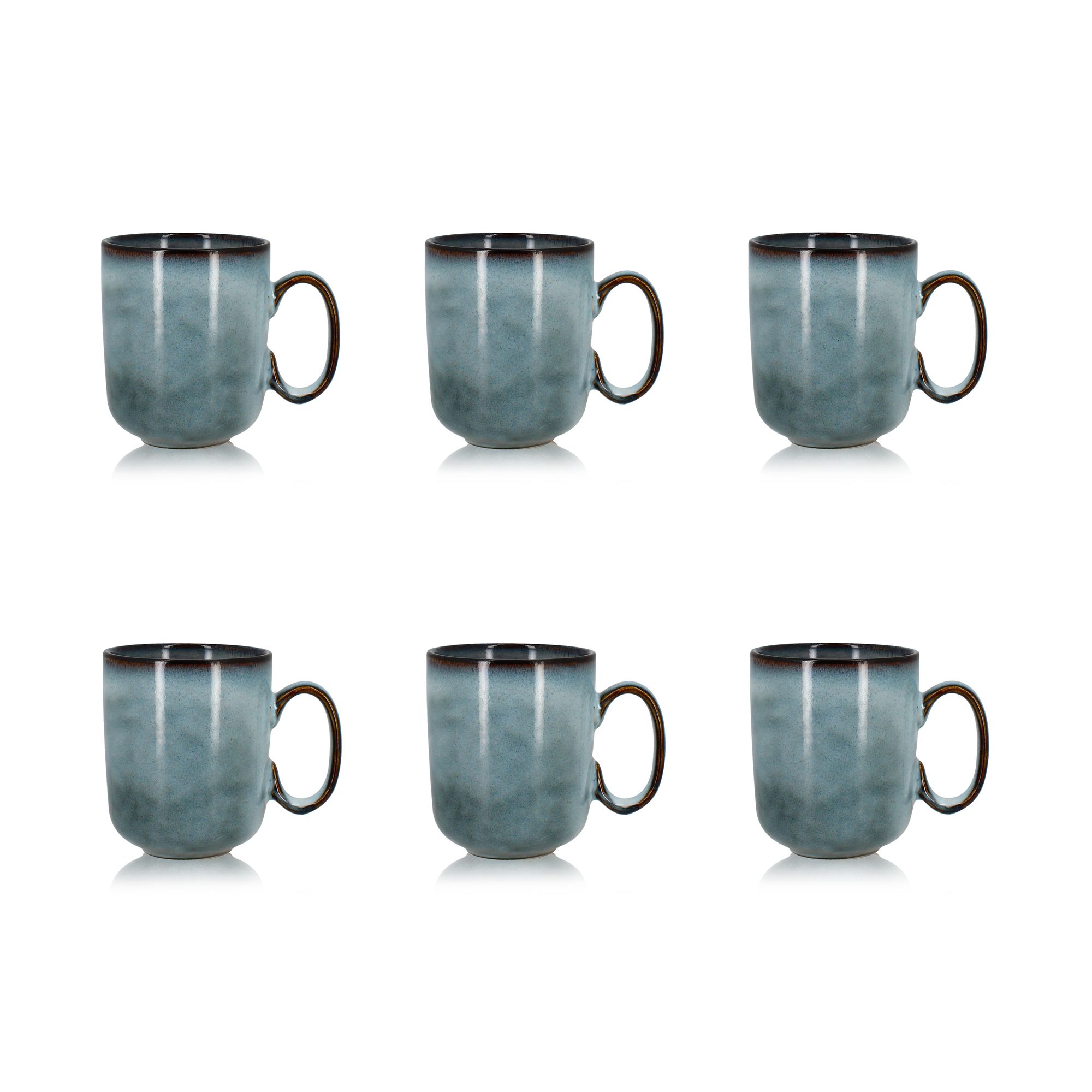 lot de 6 mugs en grès bleu 40cl
