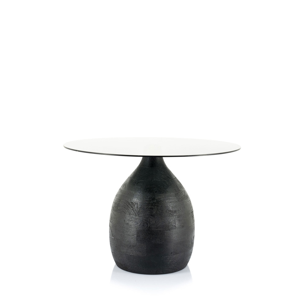 table basse en verre et bois d60cm noir