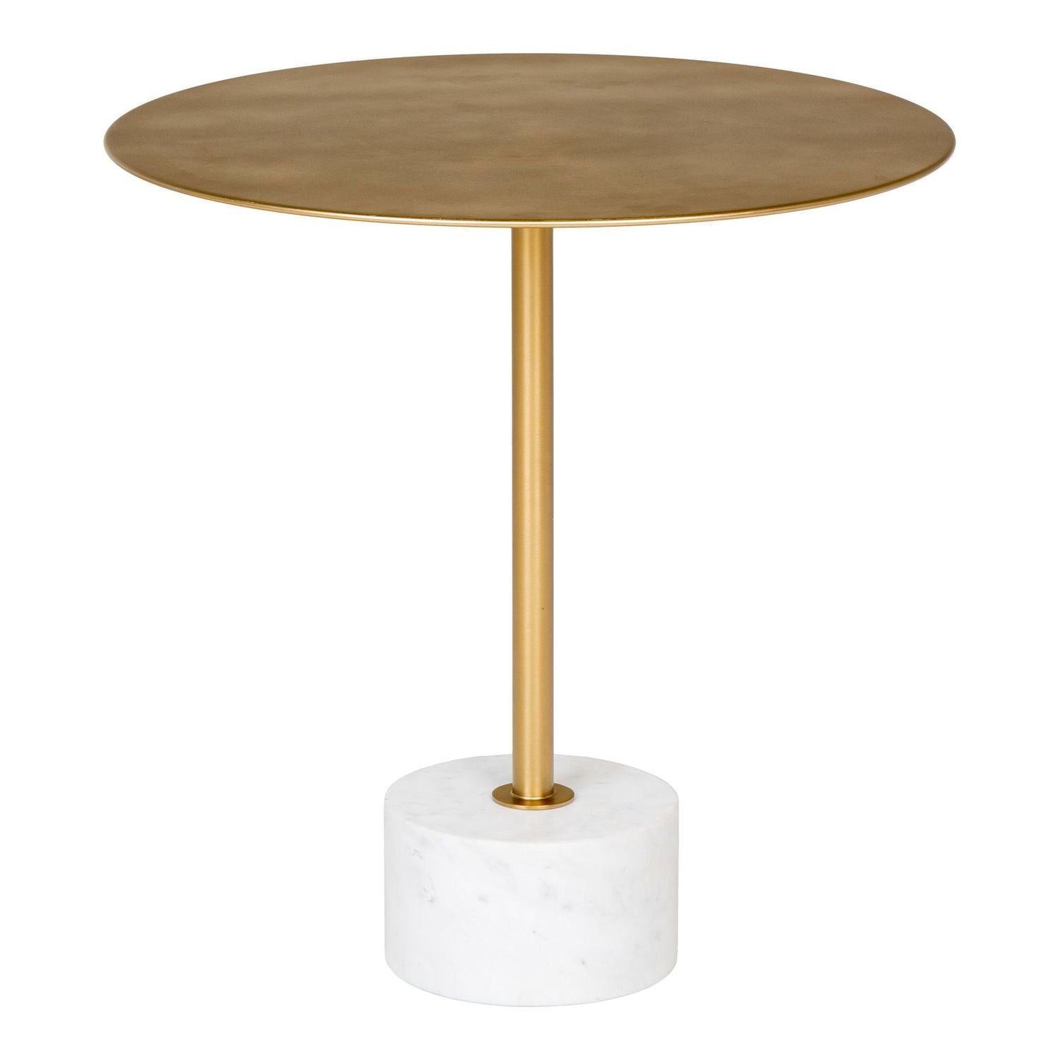 Table d’appoint en effet laiton et marbre ø51cm – Laiton