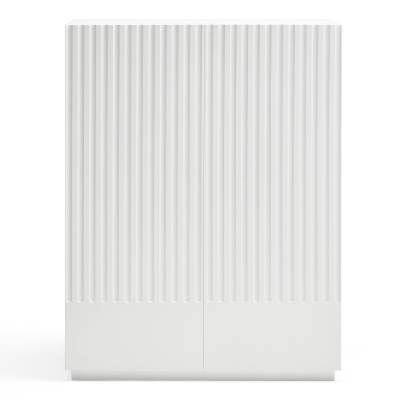 Buffet haut moderne 2 portes en bois blanc