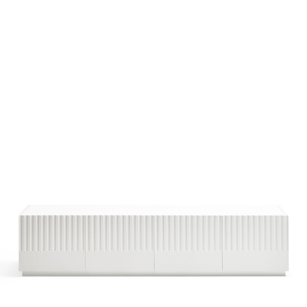 Meuble TV contemporain 4 portes en bois blanc