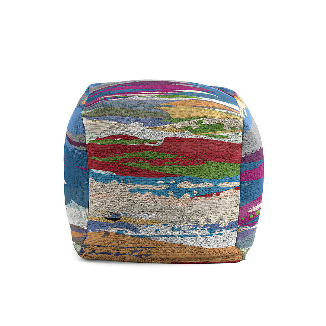 pouf carré impression digitale multicolore 50x50x50 cm