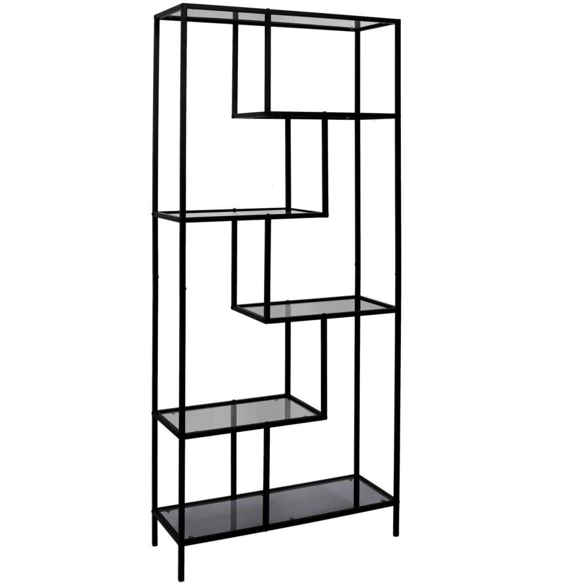 Etagère en métal et  verre fumé edison 80 x 30 x 180 cm