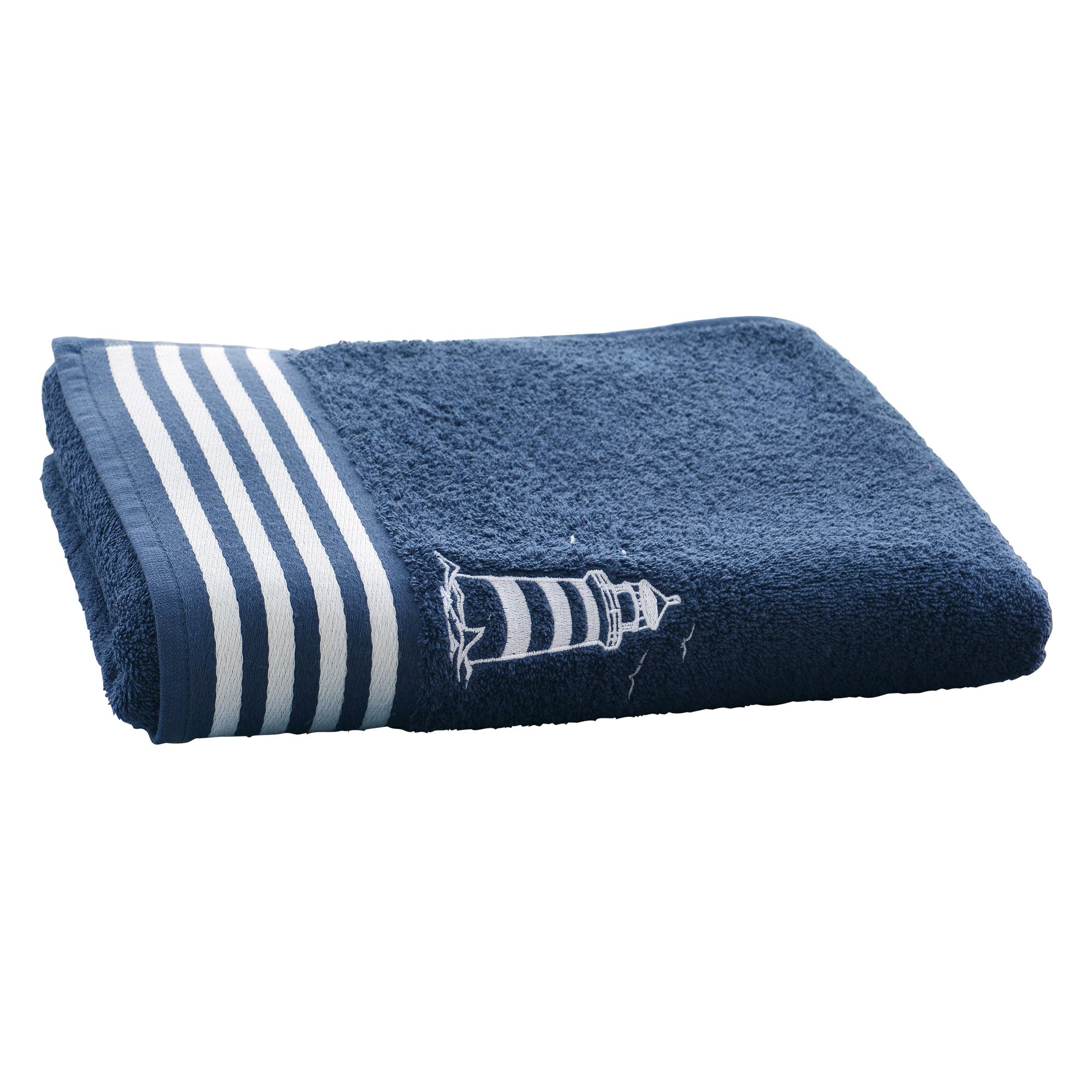 serviette de toilette 50x90 bleu marine en coton 450 g/m²