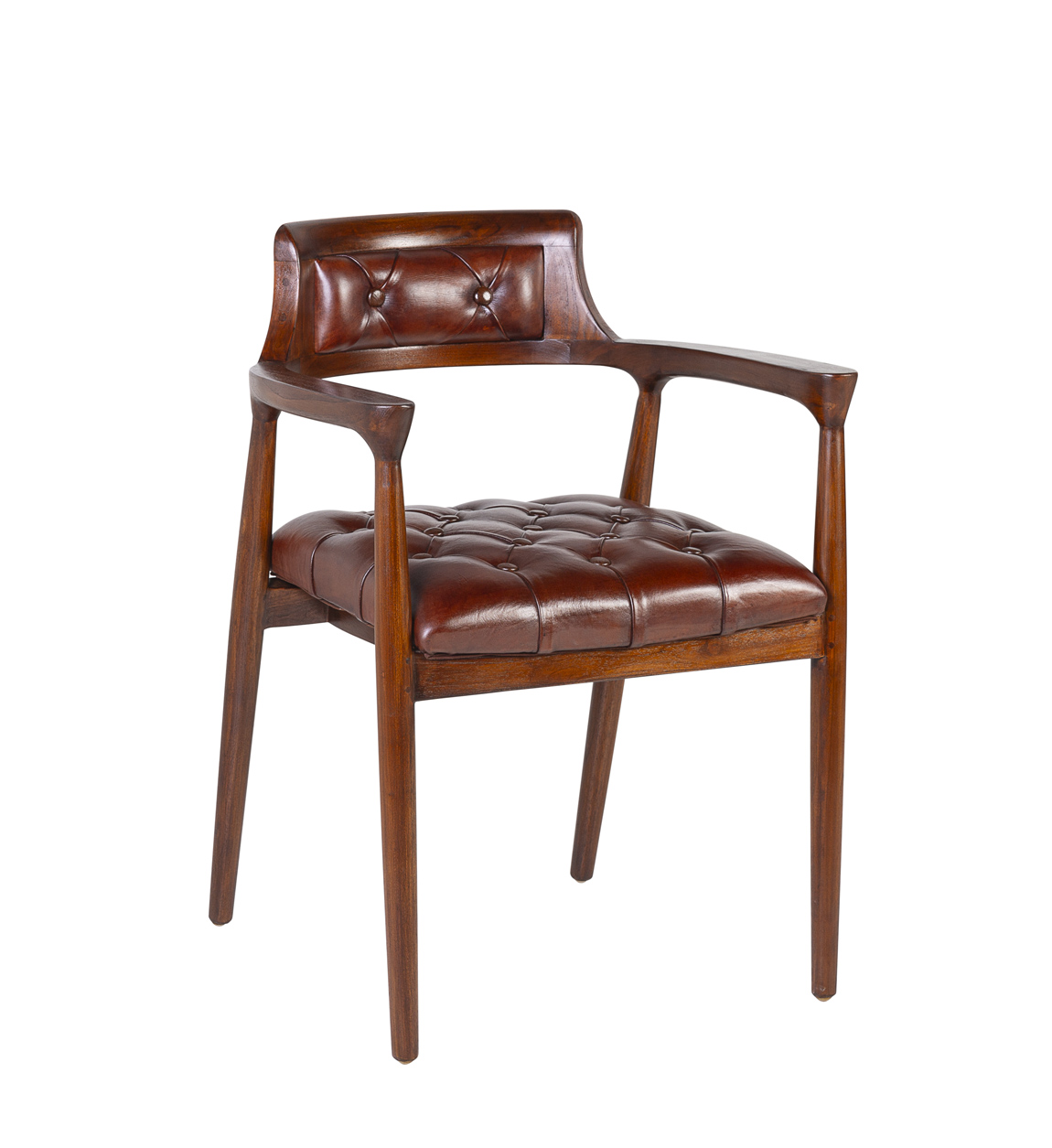 fauteuil en bois et cuir marron
