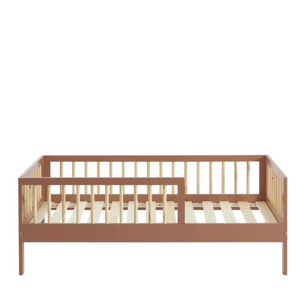 cadre de lit pour enfant en bois massif 70x140cm terracotta