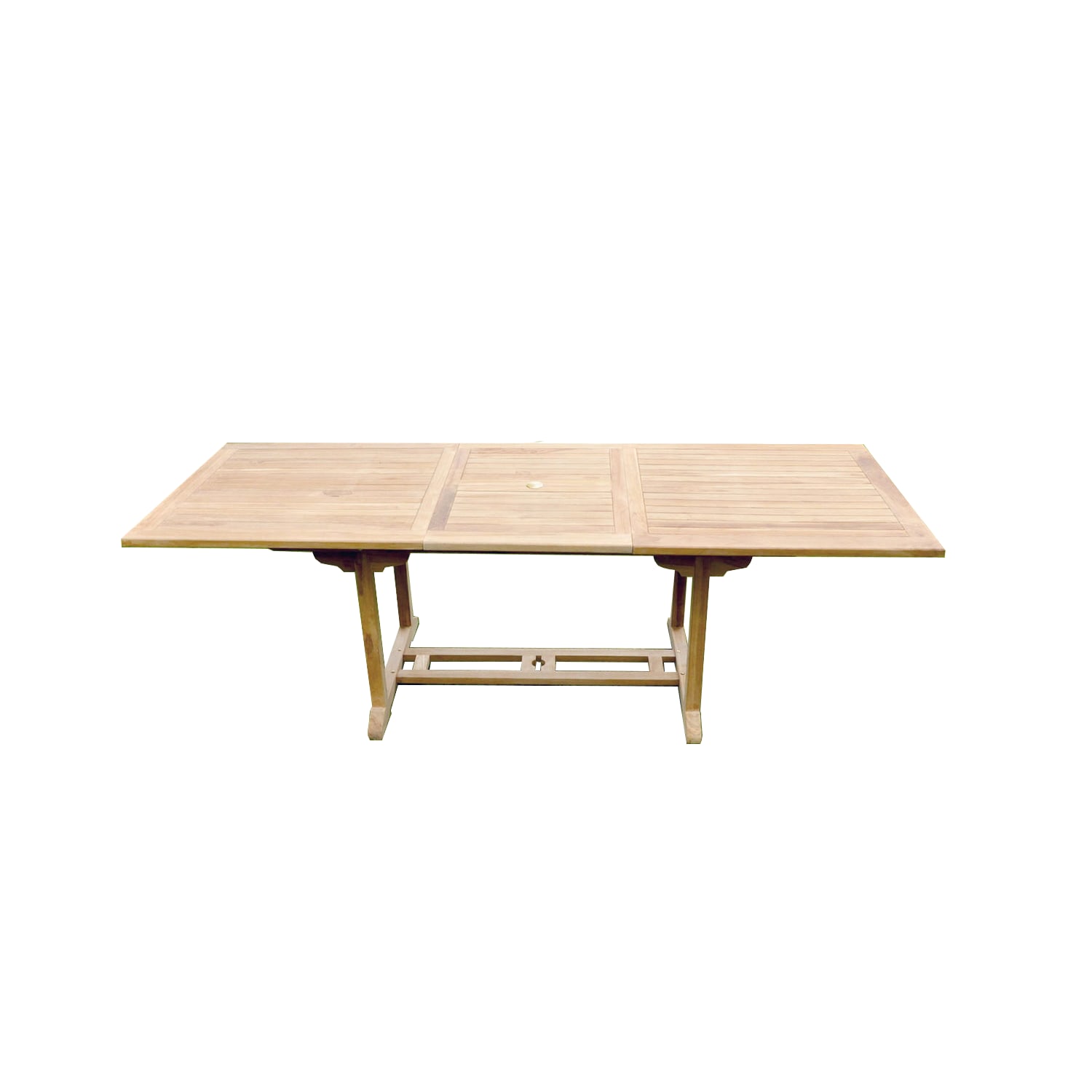 Table de jardin rectangle extensible en teck brut 10 personnes