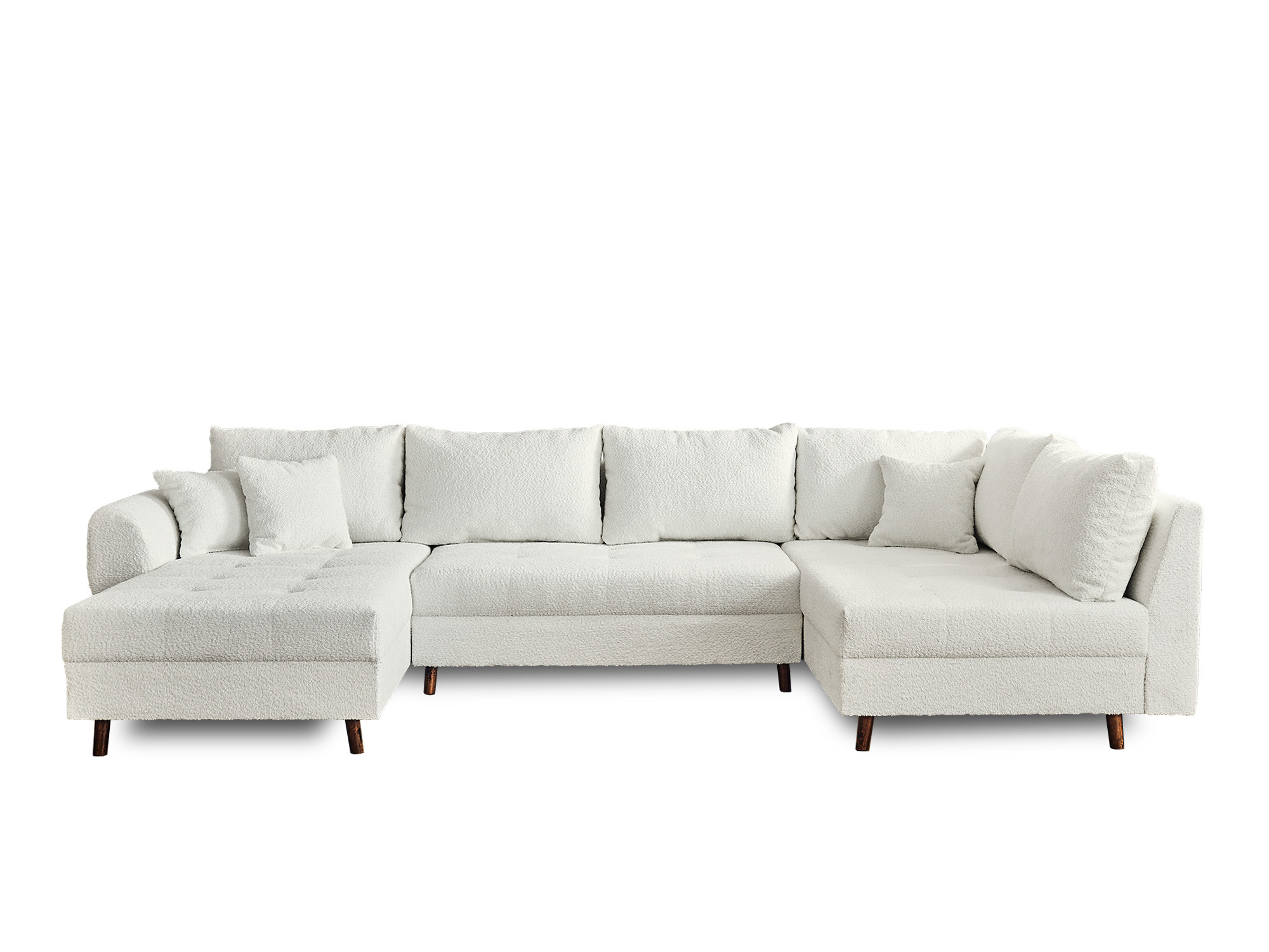 Canapé d'angle 7 places Blanc Tissu Design Confort