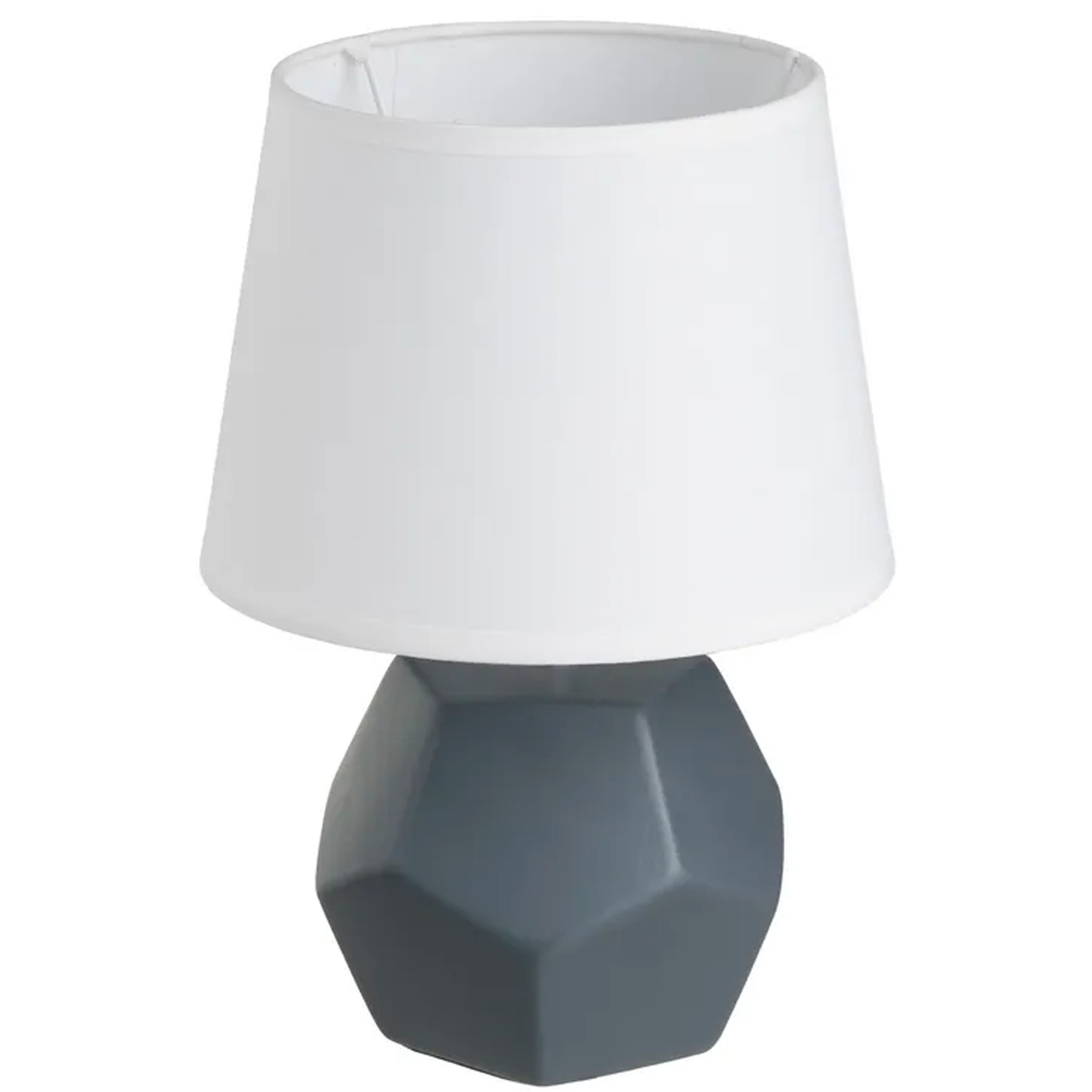 lampe à poser céramique grise et abat jour blanc 18x18x26cm