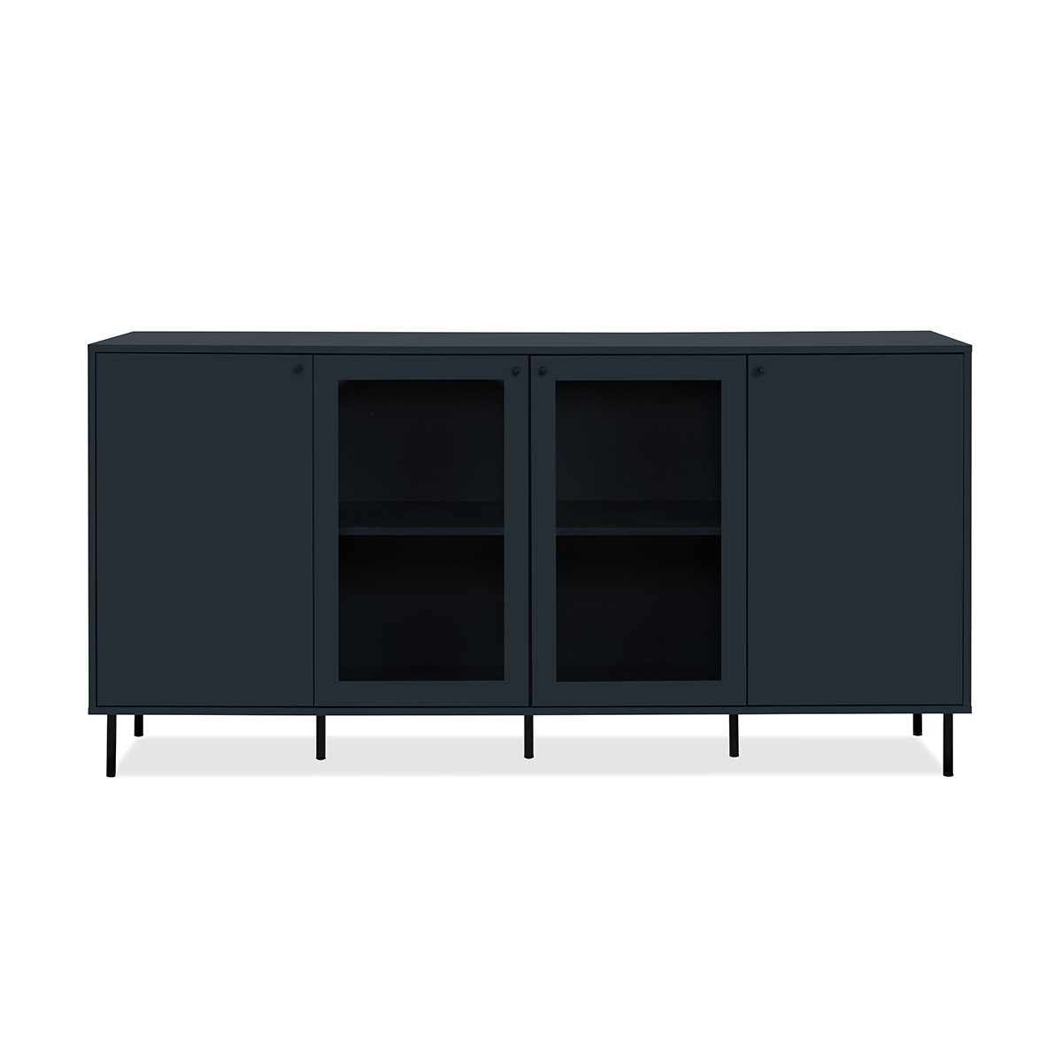 Buffet 4 portes dont 2 vitrées bleu marine – L180 cm