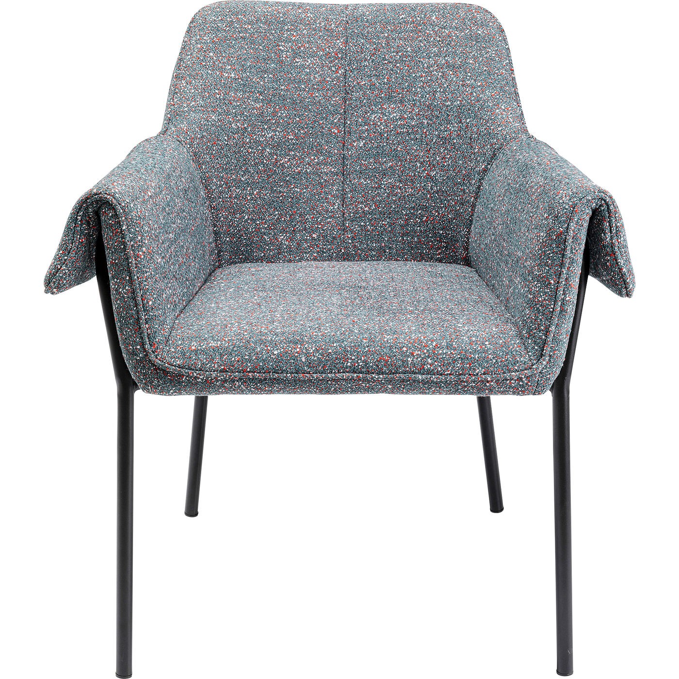 chaise avec accoudoirs en polyester terrazzo et acier noir