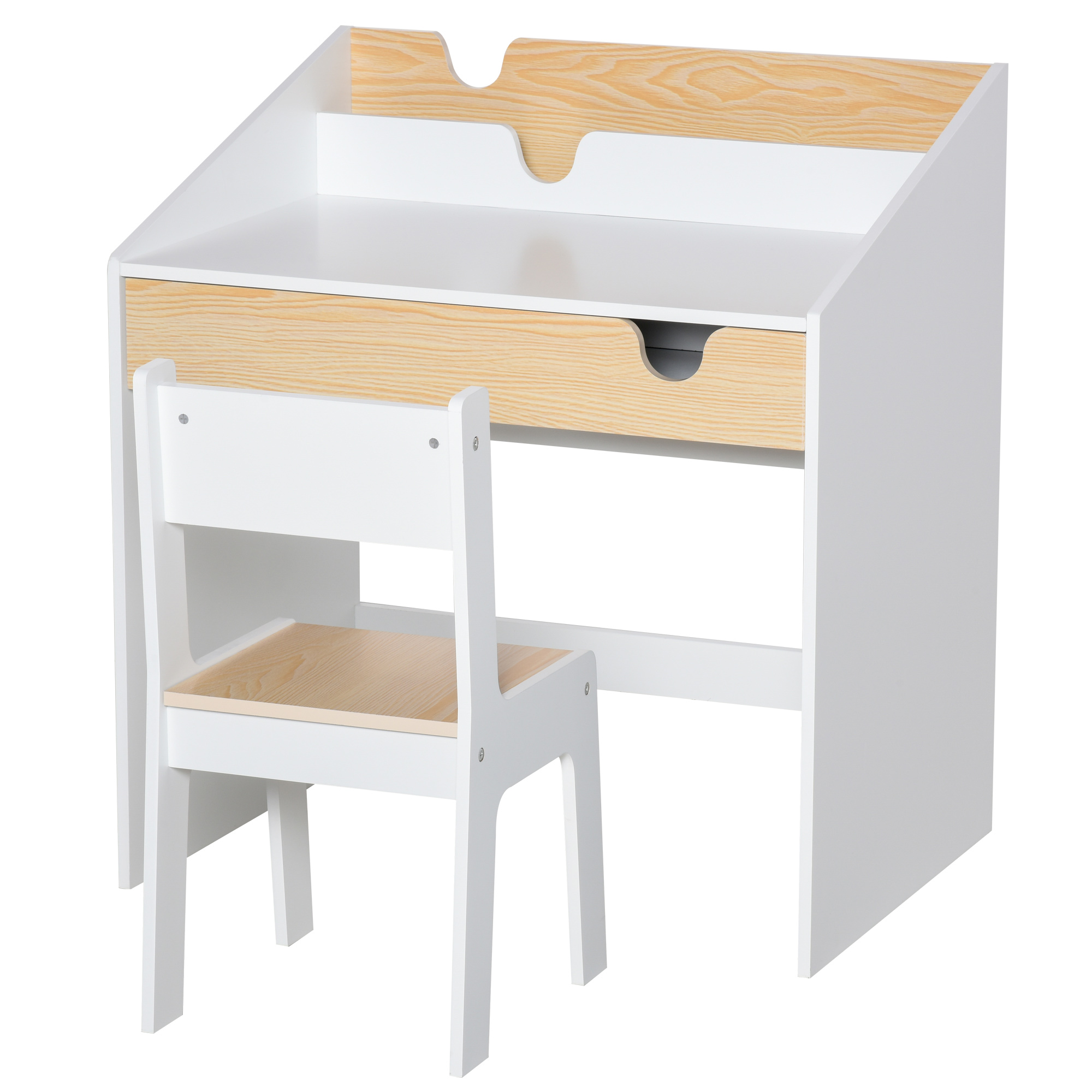 ensemble bureau et chaise enfant style scandinave blanc bois de pin