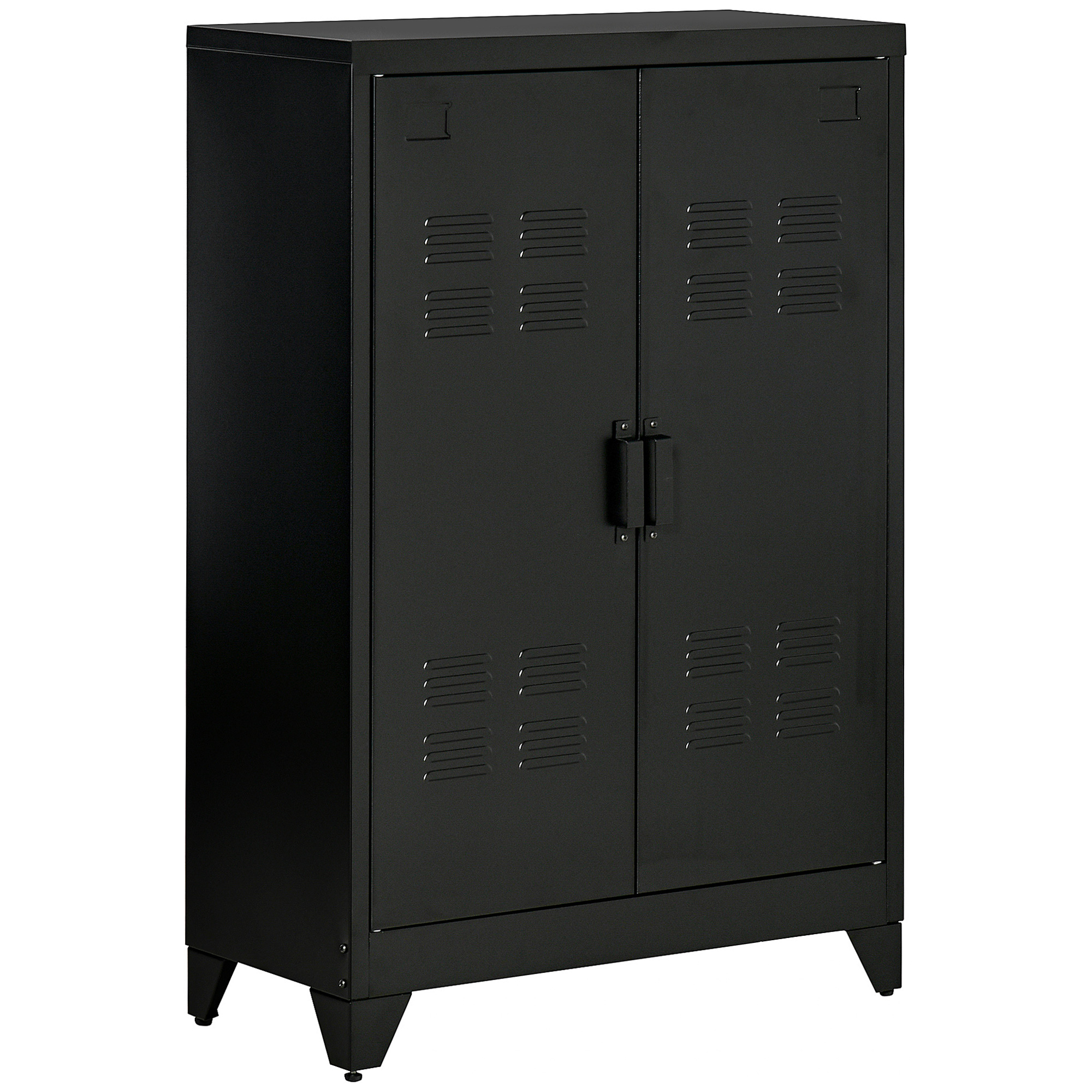 armoire de rangement industrielle - 2 étagères - tôle métal noir