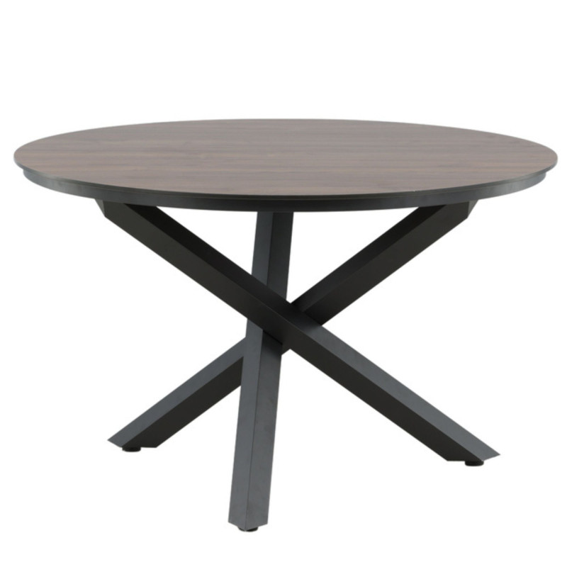 Table de jardin ronde 120cm pieds métal noir