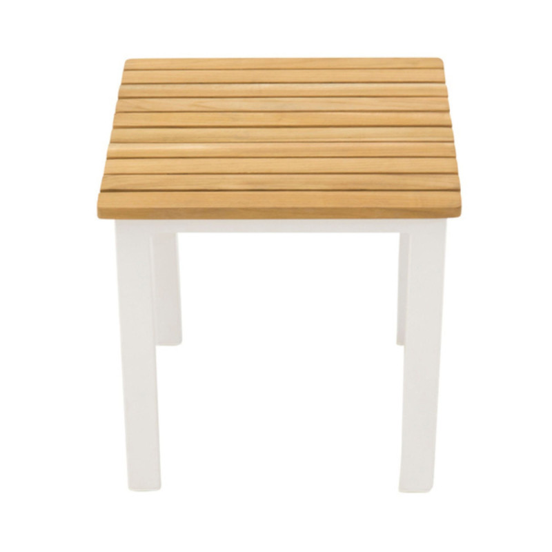 table d'appoint extérieur en bois et aluminium blanc