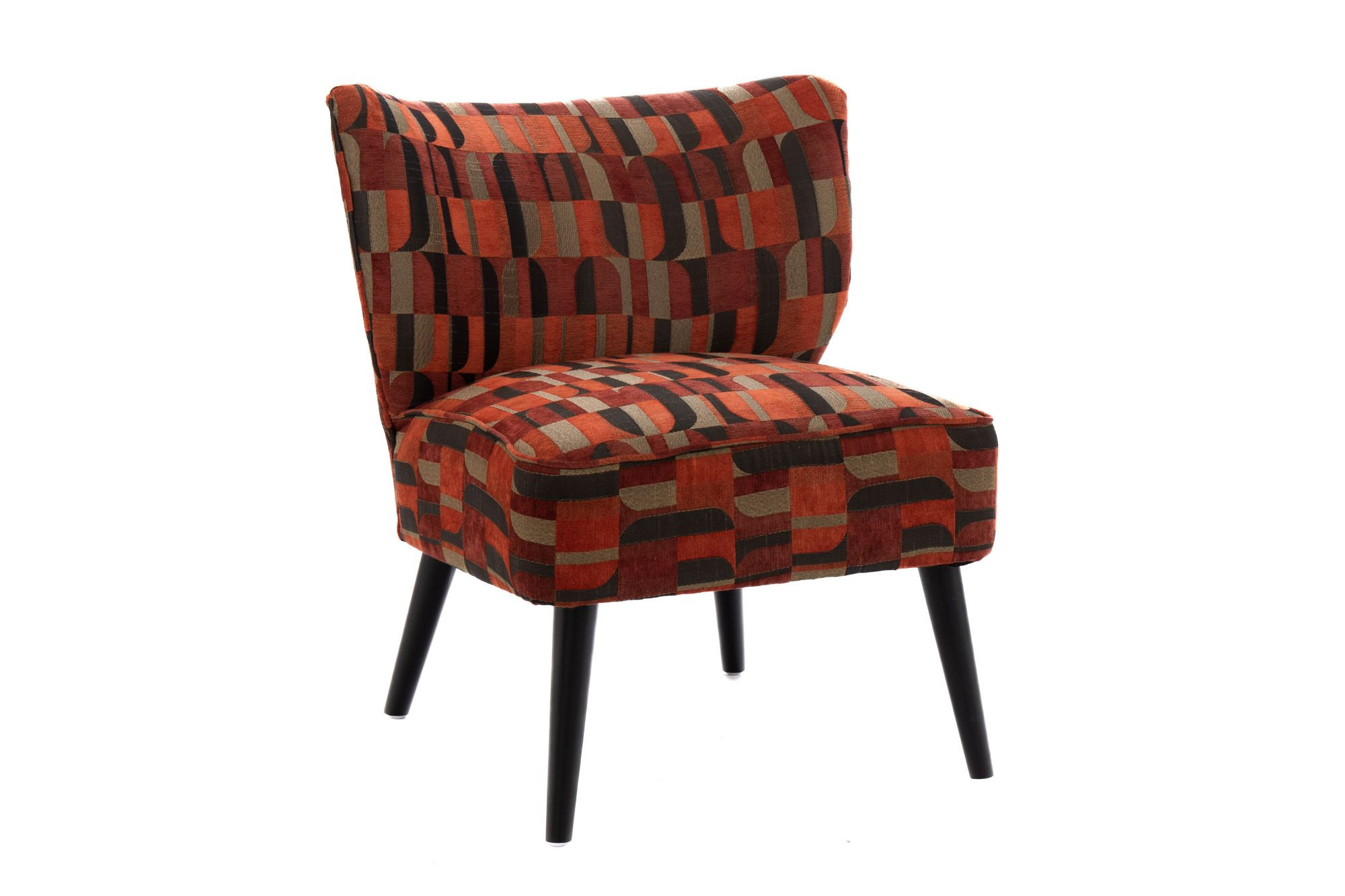 fauteuil crapaud en tissu multicolore motifs géométriques