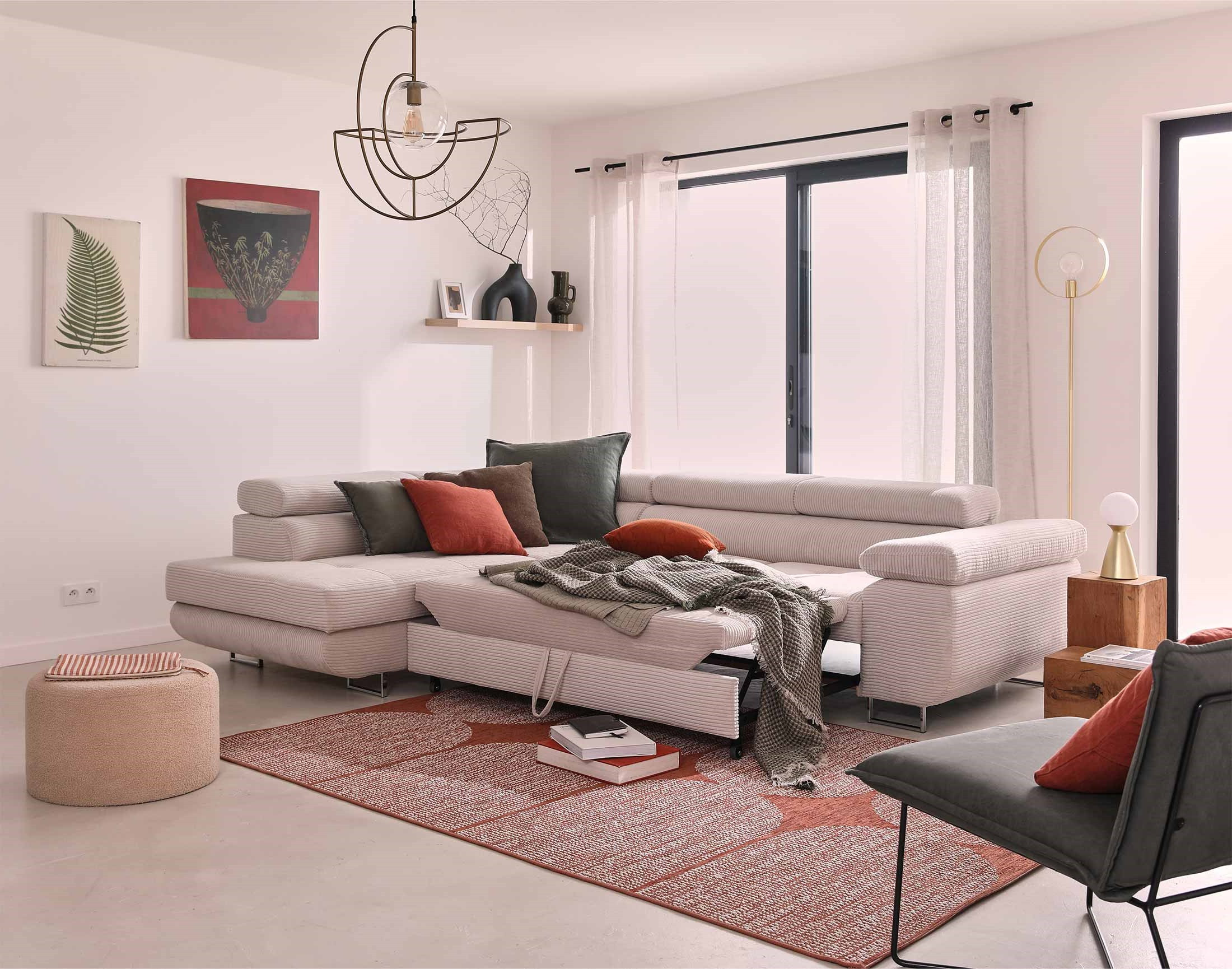 zaria - Canapé relax convertible Beige - Vue supplémentaire 2