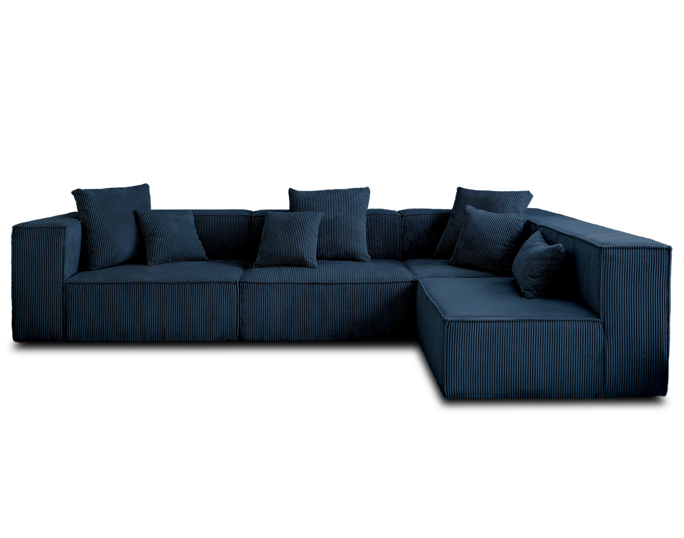 Canapé d'angle 5 places Bleu Velours Design Confort