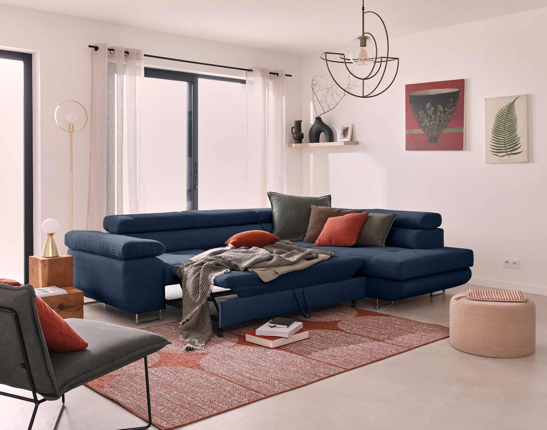 zaria - Canapé relax convertible Bleu - Vue supplémentaire 2