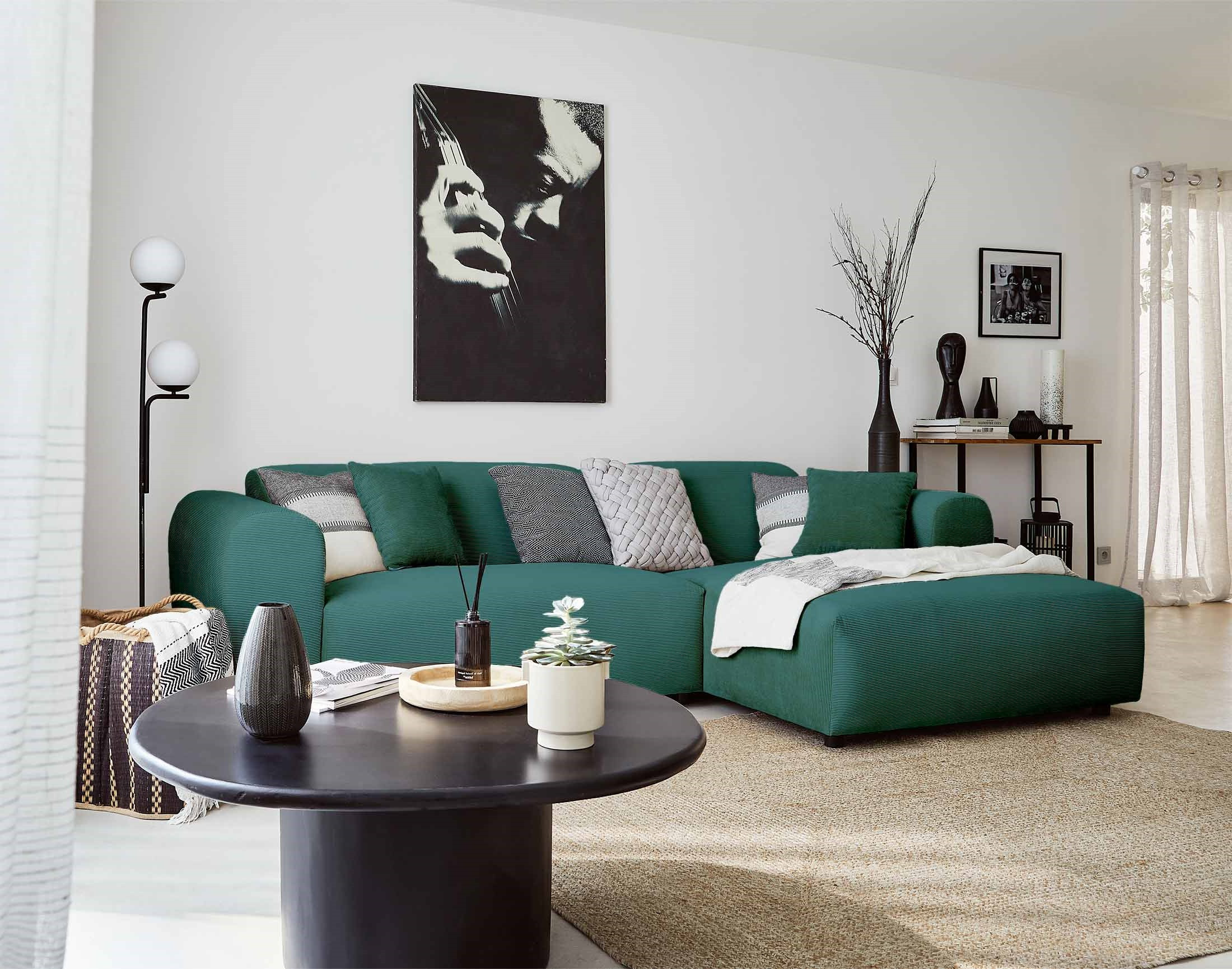 aumance - Canapé velours côtelé Bleu - Vue supplémentaire 2